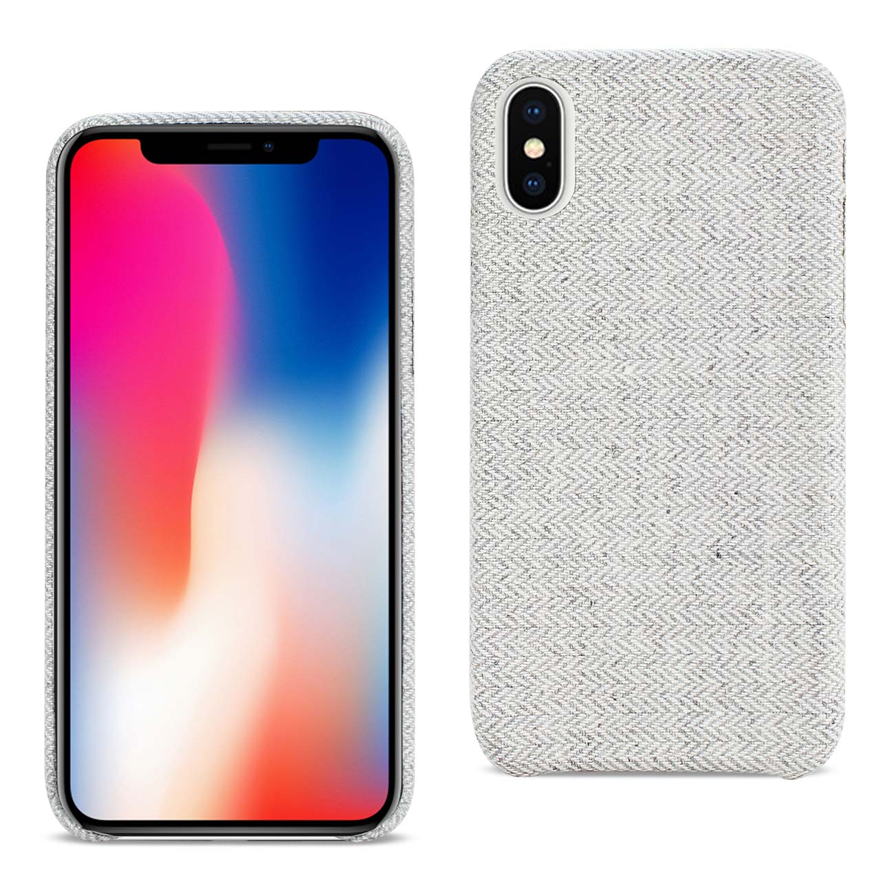 iPhone X/iPhone XS HERRINGBONE FABRIC IN LIGHT GRAY