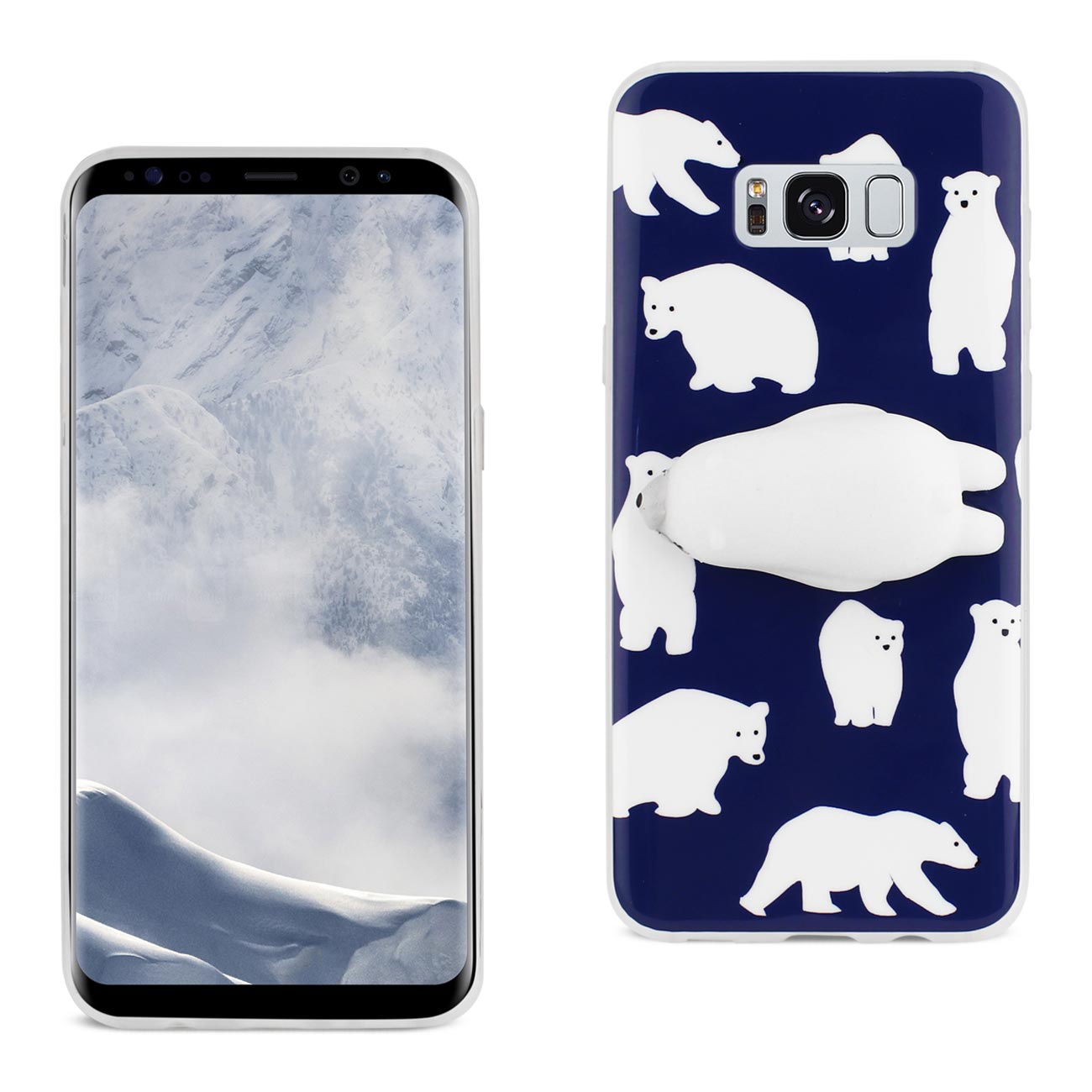 Samsung Galaxy S8 EDGE/S8 Plus TPU Design Case With 3D Soft Silicone Poke Squishy Polar Bear