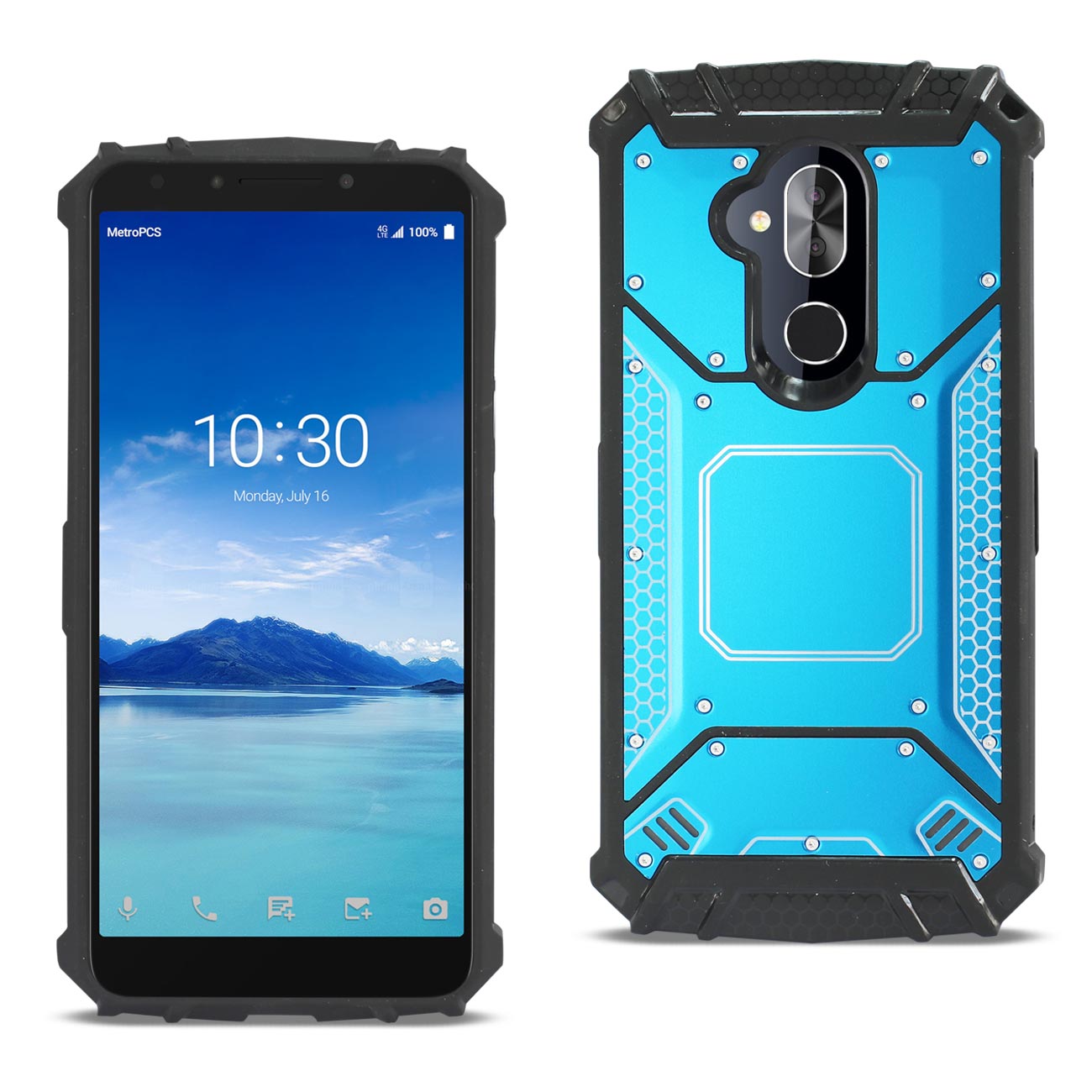 Cover Case Front Metallic Alcatel 7 Folio Blue Color