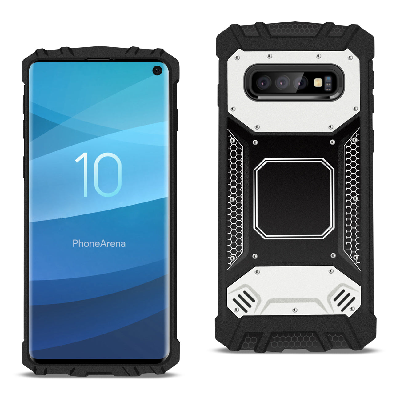 Case Front Cover Metallic Samsung Galaxy S10 Silver And Black Color