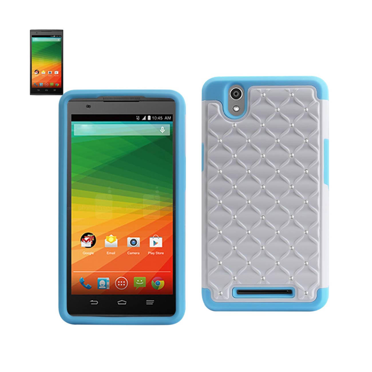 Case Hybrid Heavy Duty Jewelry Diamond ZTE Z Max Blue And White Color