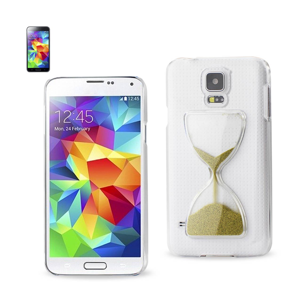 Case 3D Sand Clock Samsung Galaxy S5 Clear Gold Color