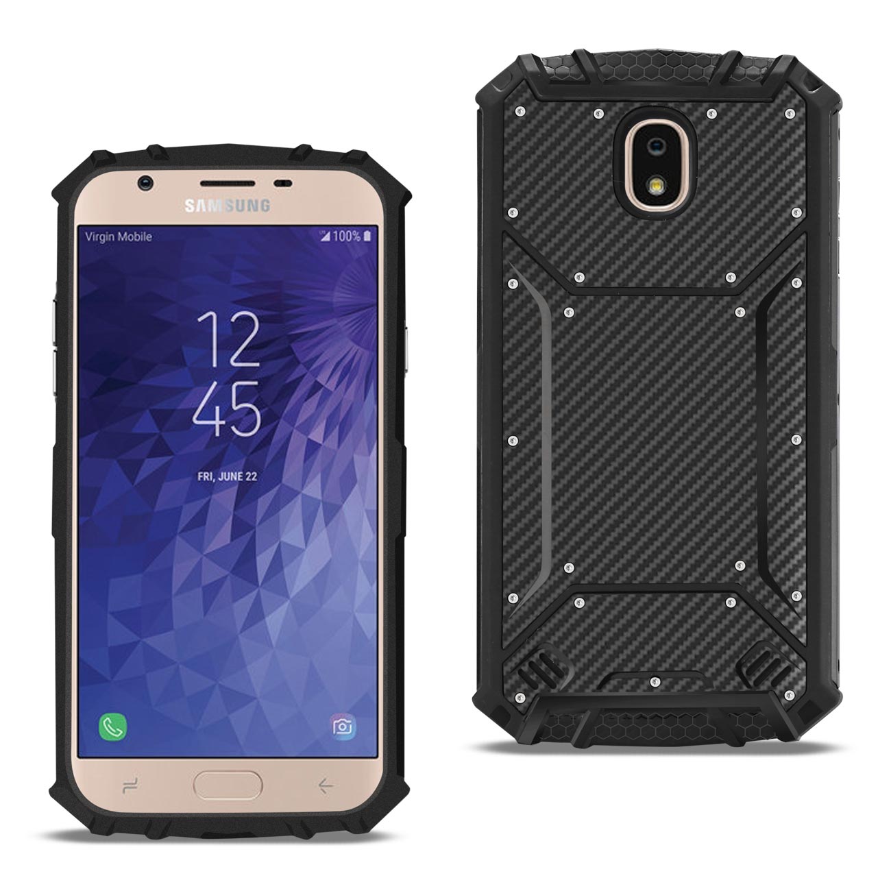 Reiko SAMSUNG GALAXY J3 (2018) Carbon Fiber Hard-shell Case In Black