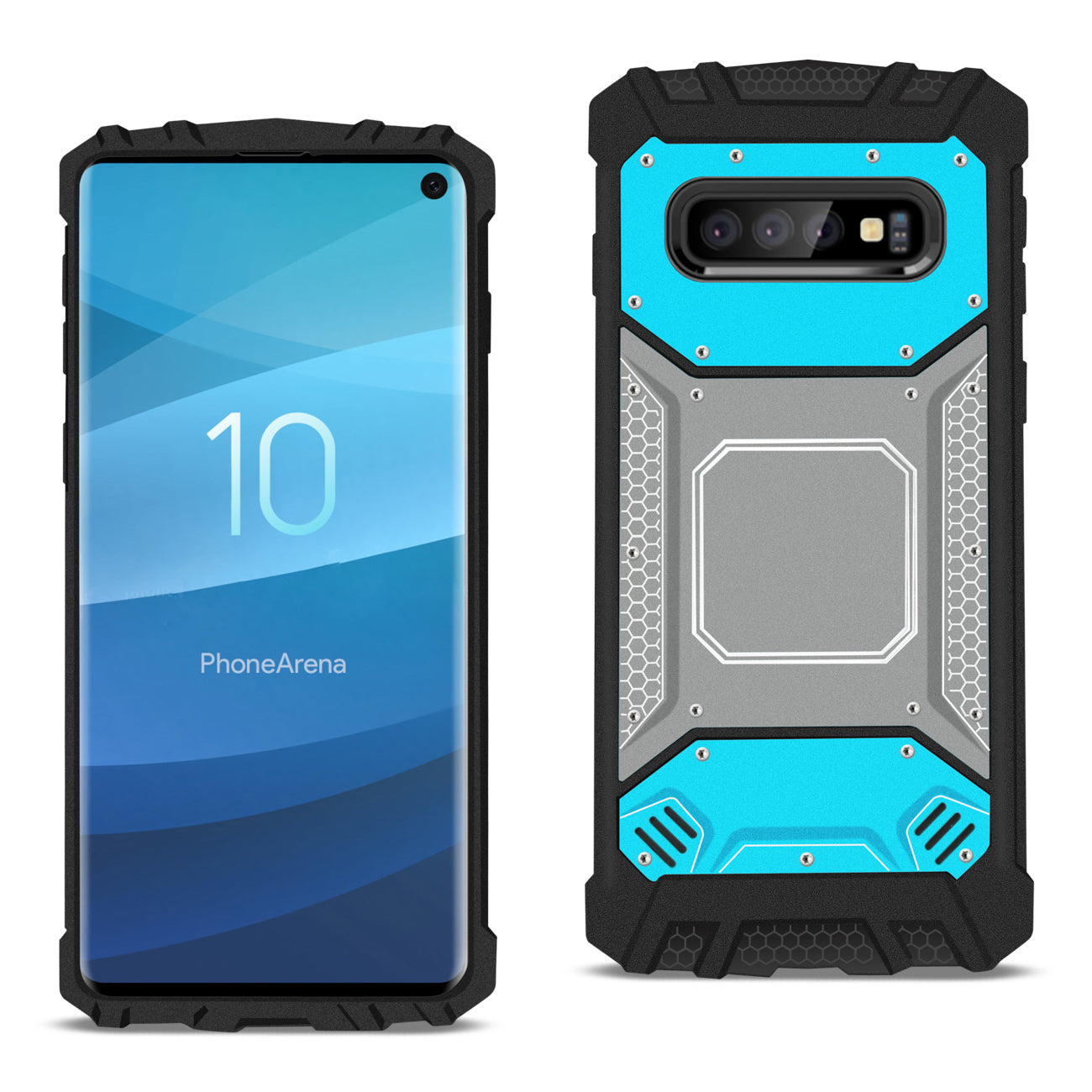 Case Front Cover Metallic Samsung Galaxy S10 Blue And Gray Color.