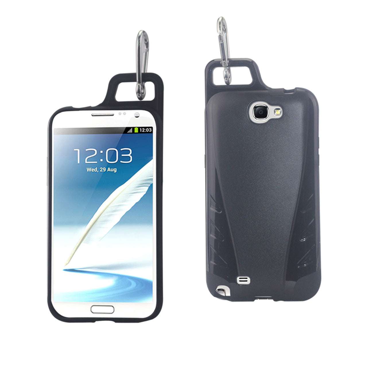 Samsung Galaxy Note 2 Dropproof Workout Hybrid Case With Hook In Black