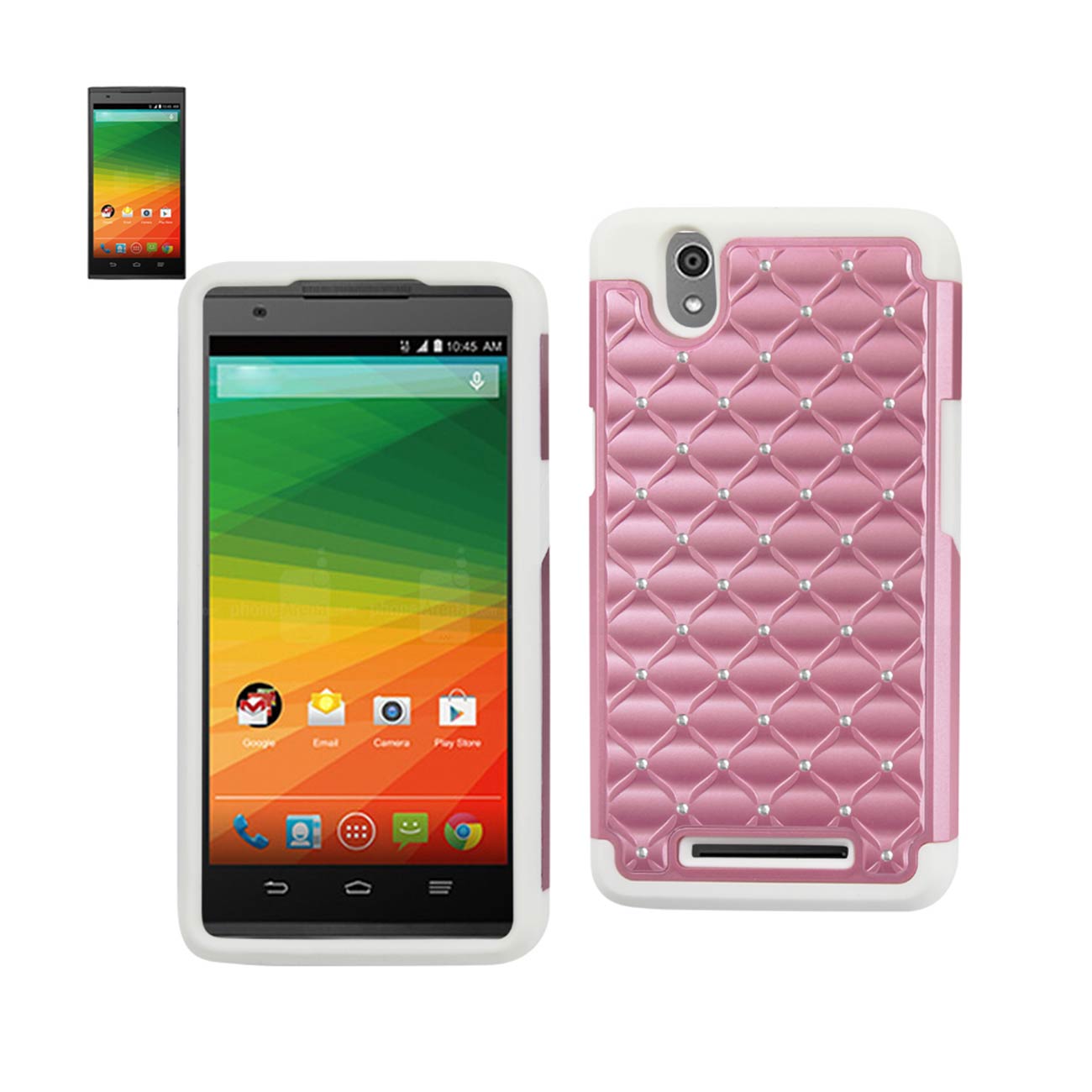 Case Hybrid Heavy Duty Jewelry Diamond ZTE Z Max White And Pink Color
