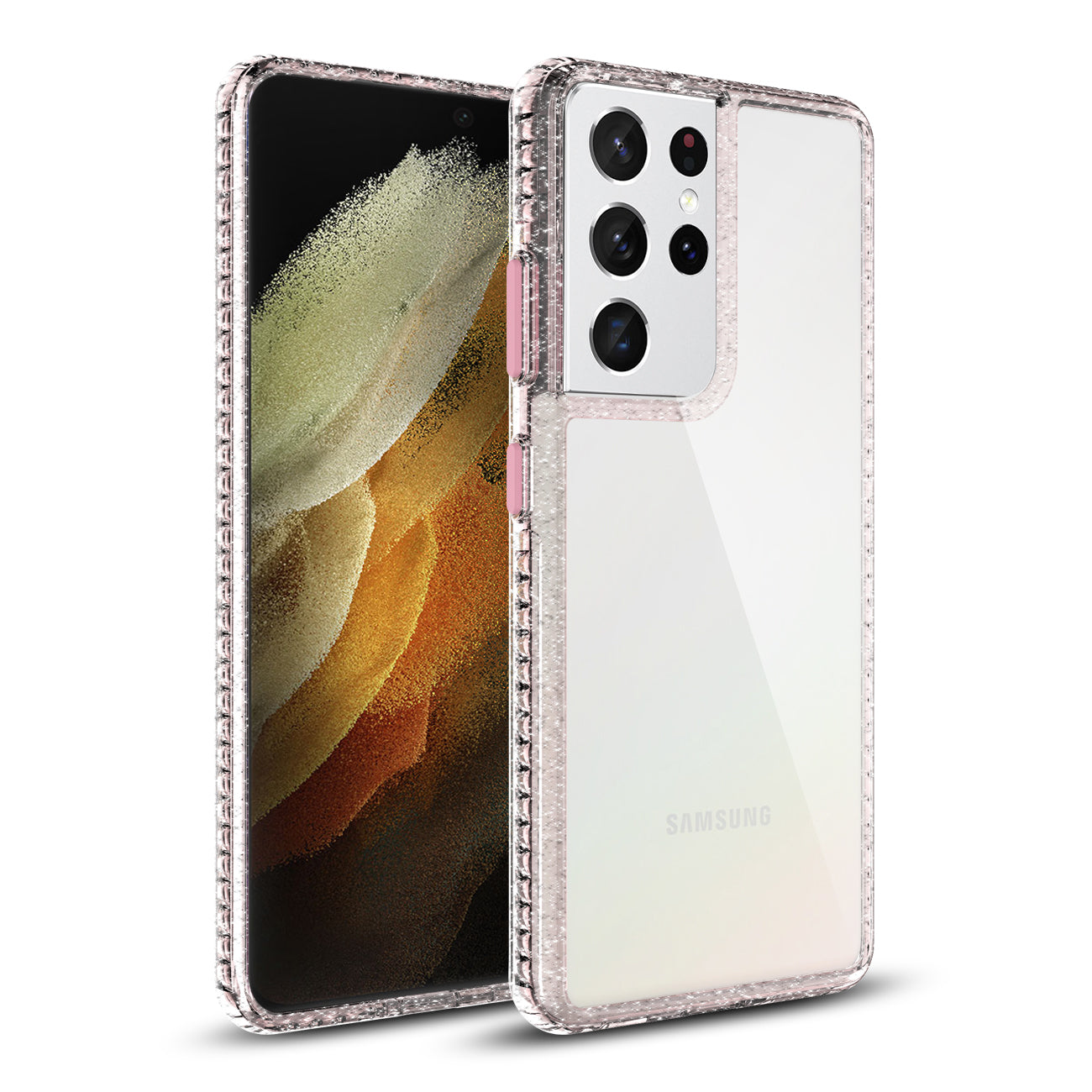 Case Bumper TPU Shockproof Embedded Coil Samsung Galaxy S21/ S30 Ultra Pink Color