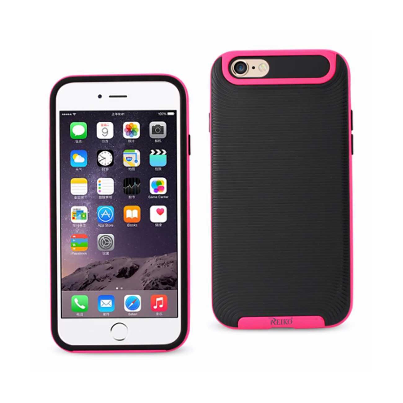 Case With Bumper Frames Slim Armor iPhone 6S/ 6 Plus Black Hot Pink Color