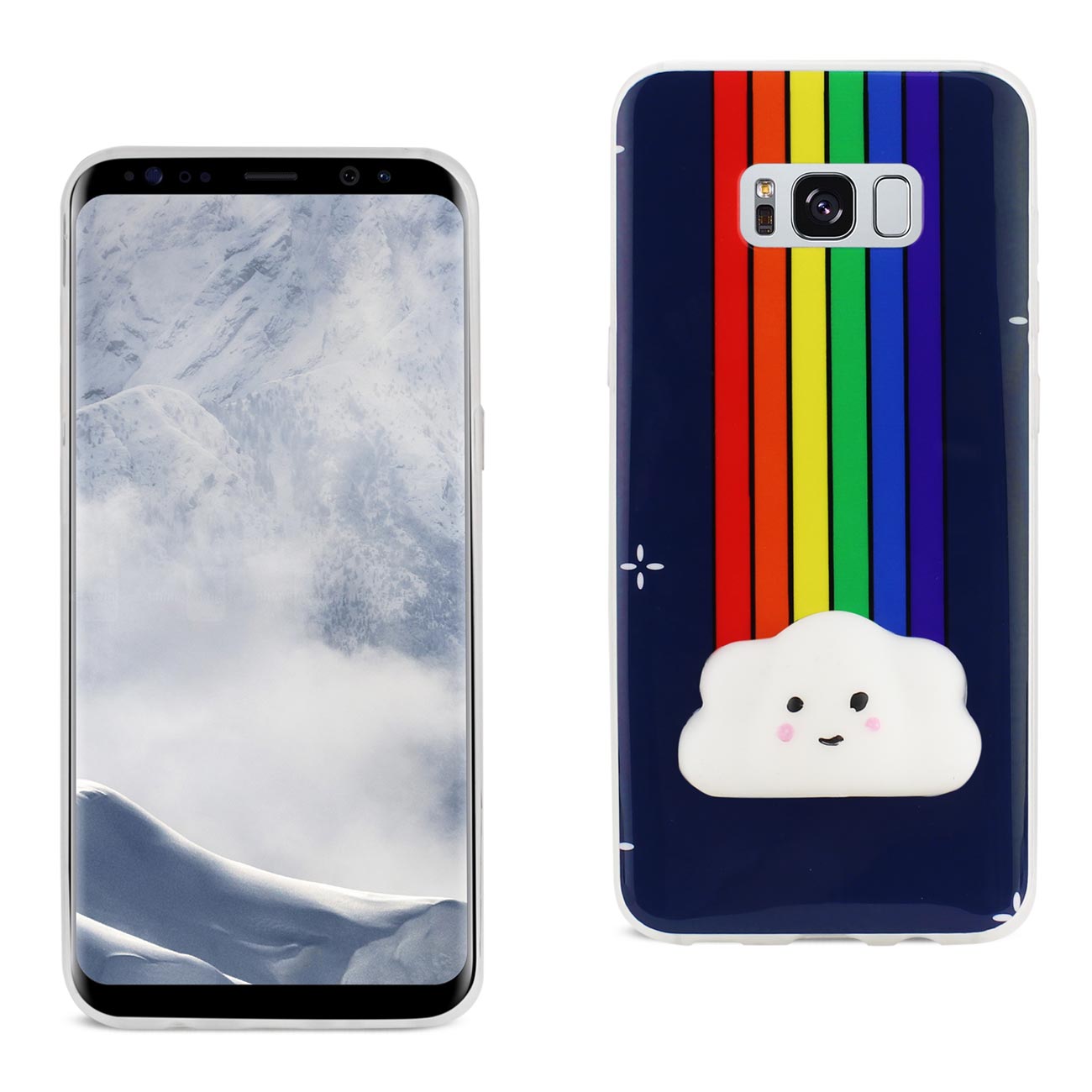 Samsung Galaxy S8 EDGE/S8 Plus TPU Design Case With 3D Soft Silicone Poke Squishy Rainbow Cloud