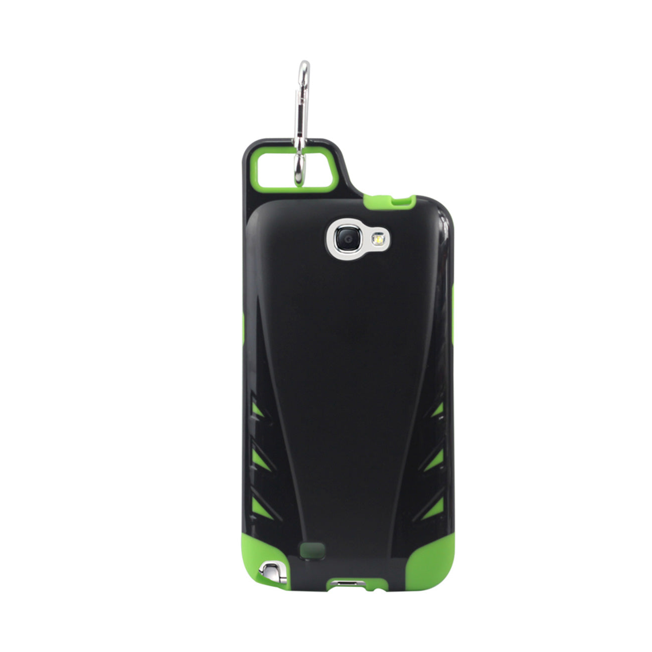 Samsung Galaxy Note 2 Dropproof Workout Hybrid Case With Hook In Black Green