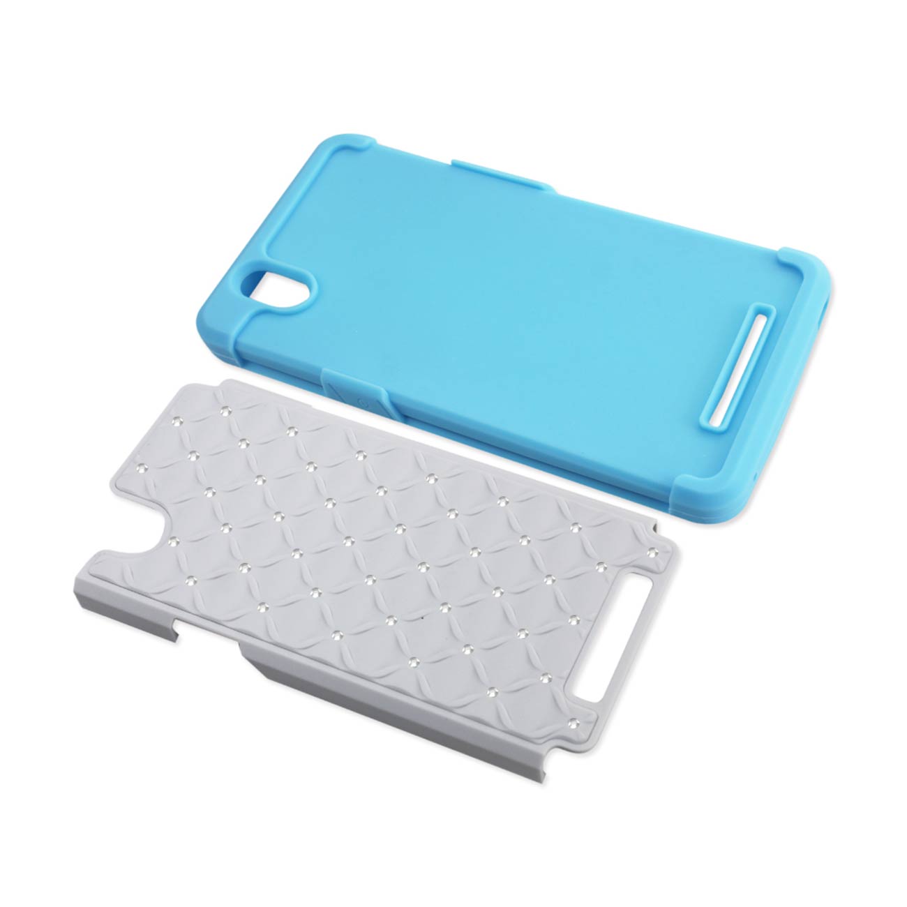 Case Hybrid Heavy Duty Jewelry Diamond ZTE Z Max Blue And White Color