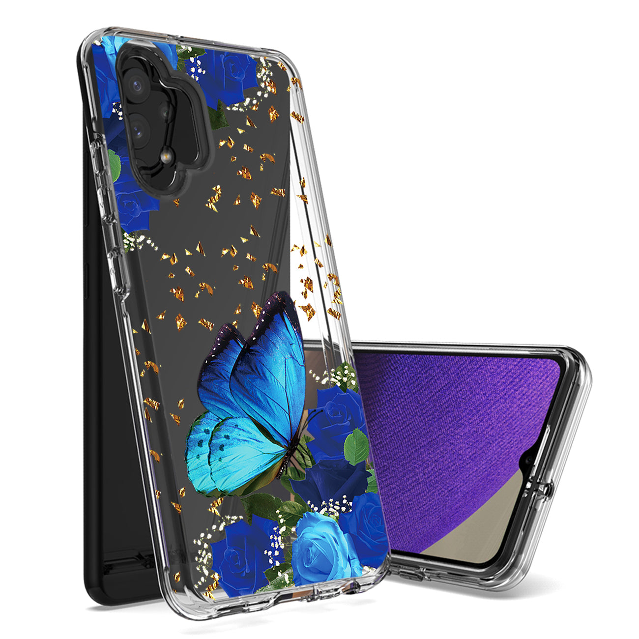 Pressed dried flower Design Phone case for Samsung Galaxy A32 5G In Blue