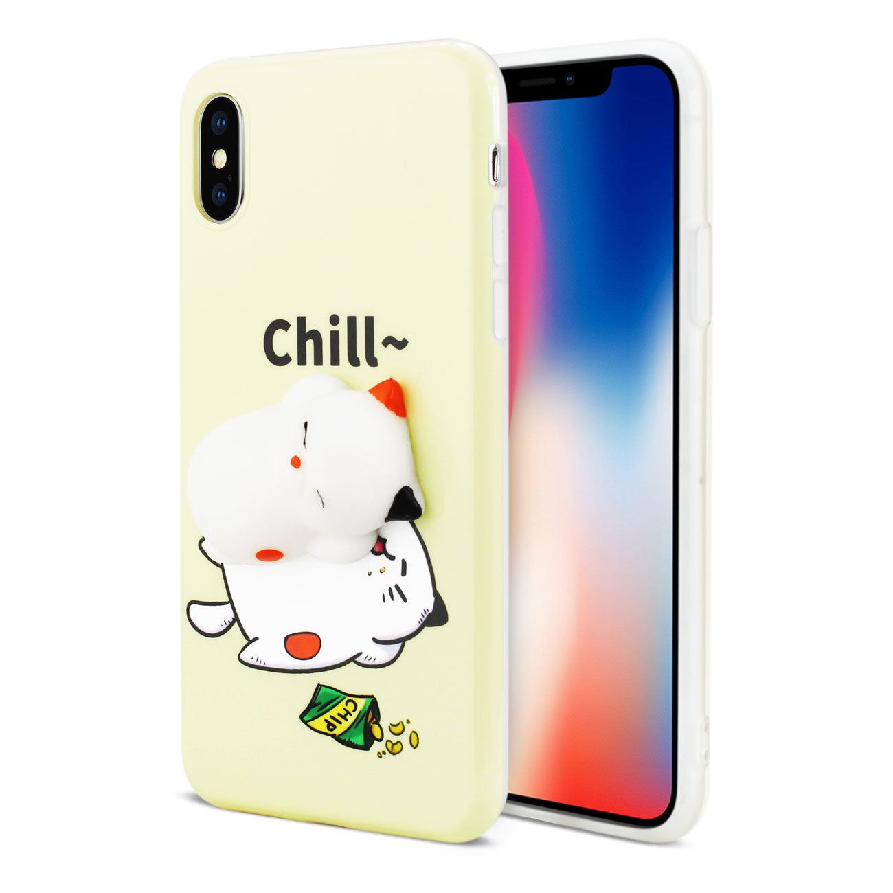 iPhone X/iPhone XS TPU DESIGN CASE WITH 3D SOFT SILICONE POKE SQUISHY SLEEPING CAT