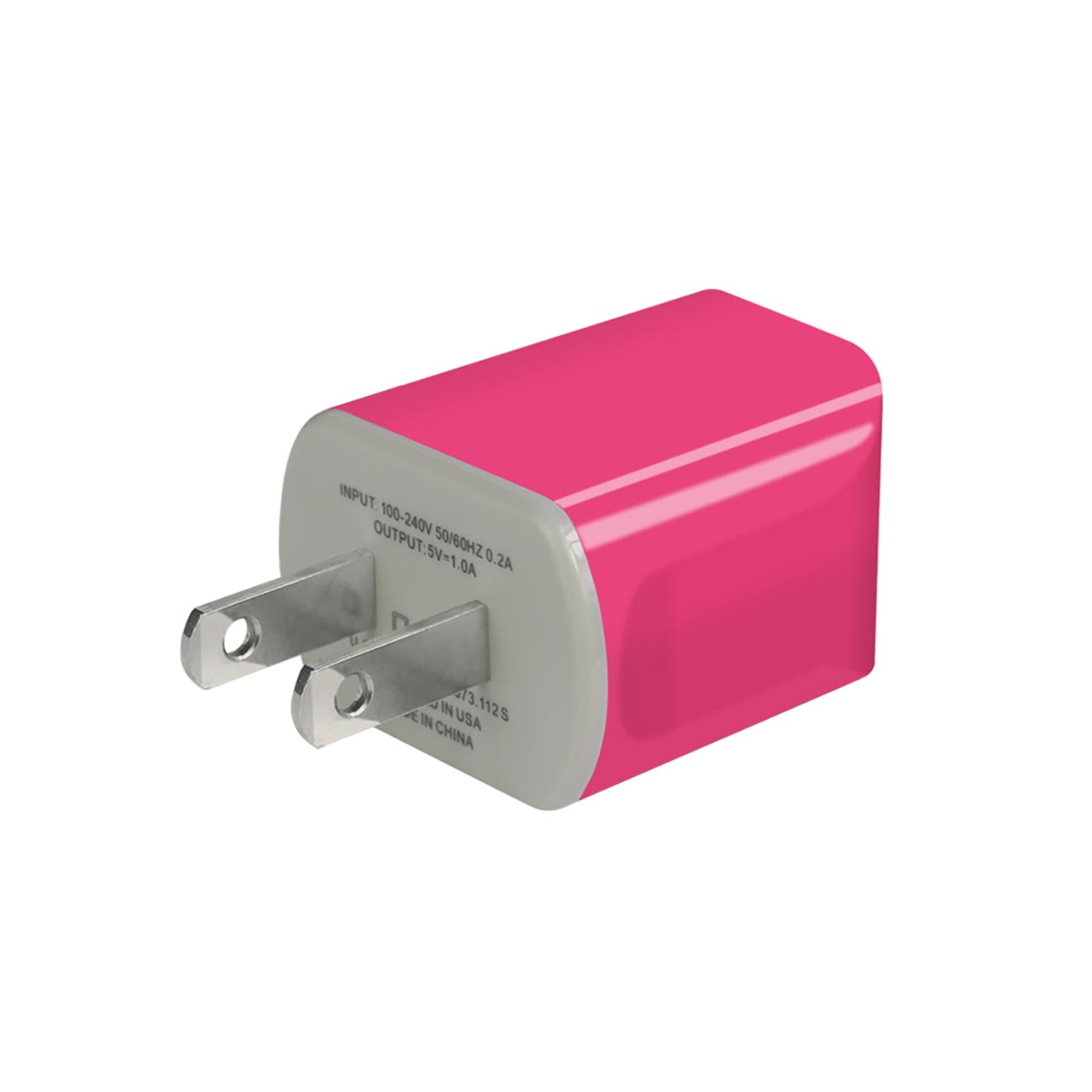 Travel Adapter Charger With Cable Portable 1A iPhone Hot Pink Color