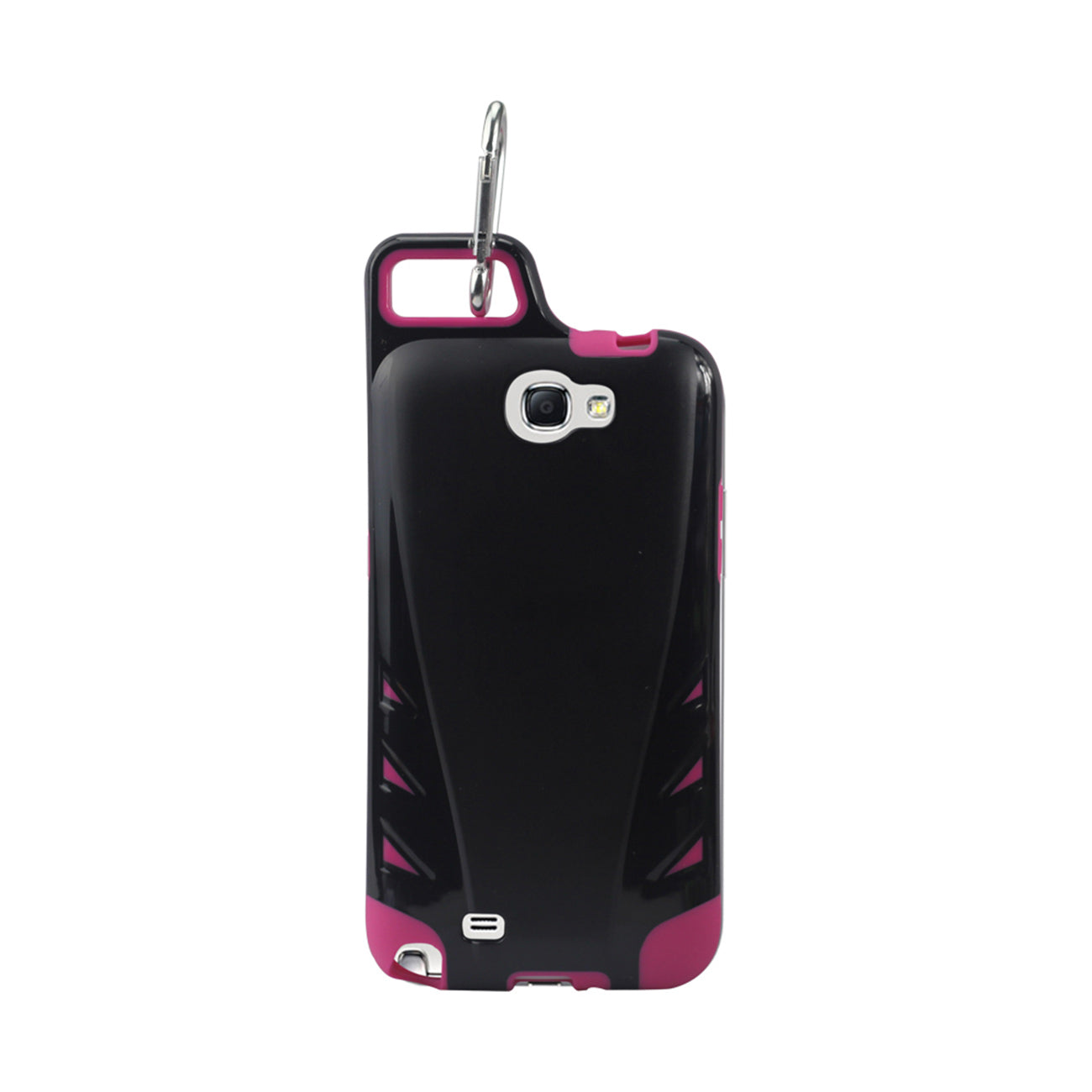 Samsung Galaxy Note 2 Dropproof Workout Hybrid Case With Hook In Black Hot Pink