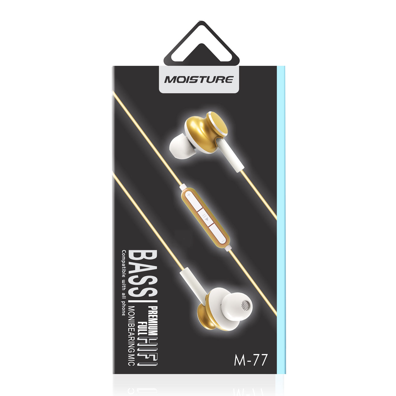 Earphones Bass With Monibearing Mic Gold Color.