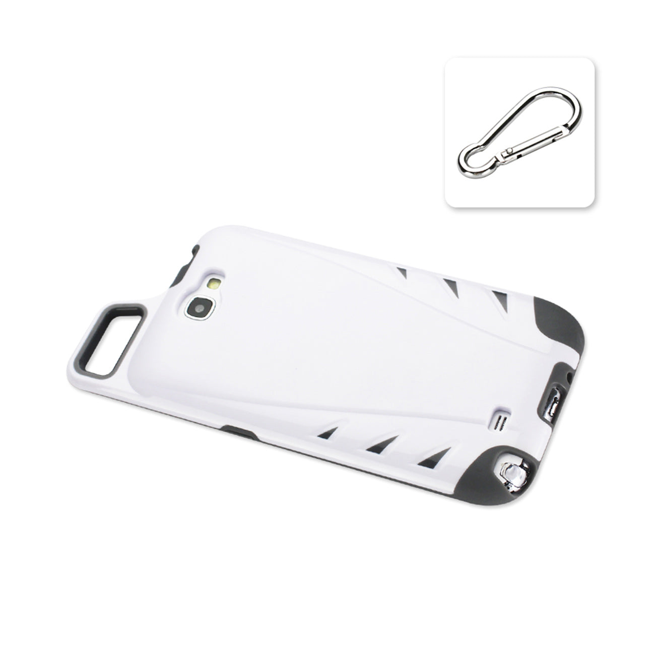 Samsung Galaxy Note 2 Dropproof Workout Hybrid Case With Hook In White Grey
