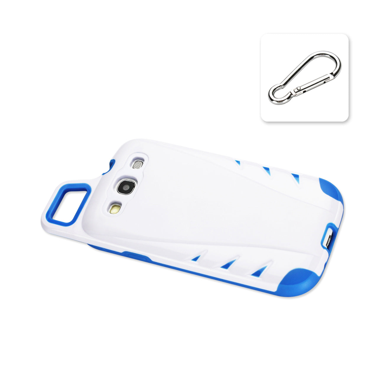 Samsung Galaxy S3 Dropproof Workout Hybrid Case With Hook In White Navy