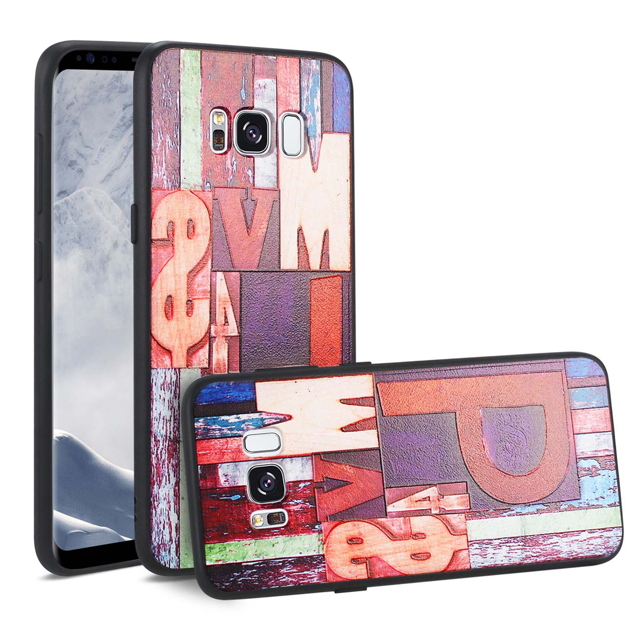 Samsung Galaxy S8 Embossed Wood Pattern Design TPU Case With Multi-Letter
