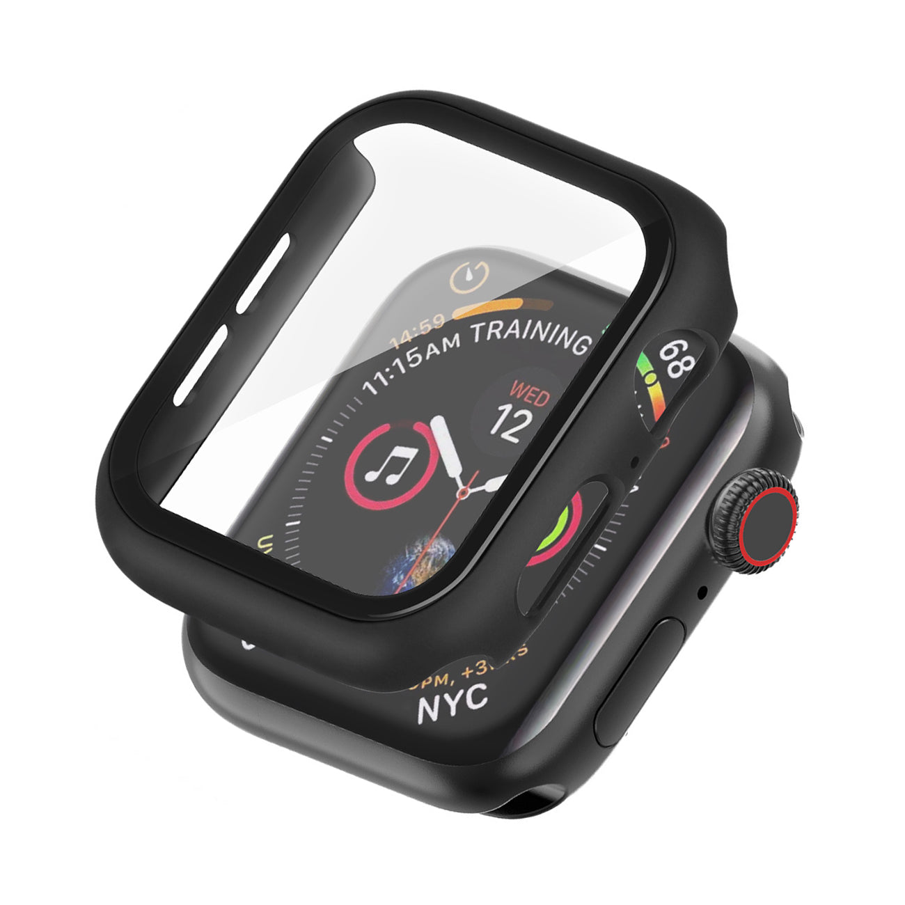 Watch Case PC With Tempered Glass Screen Protector Full Cover Apple Watch 40mm Black Color