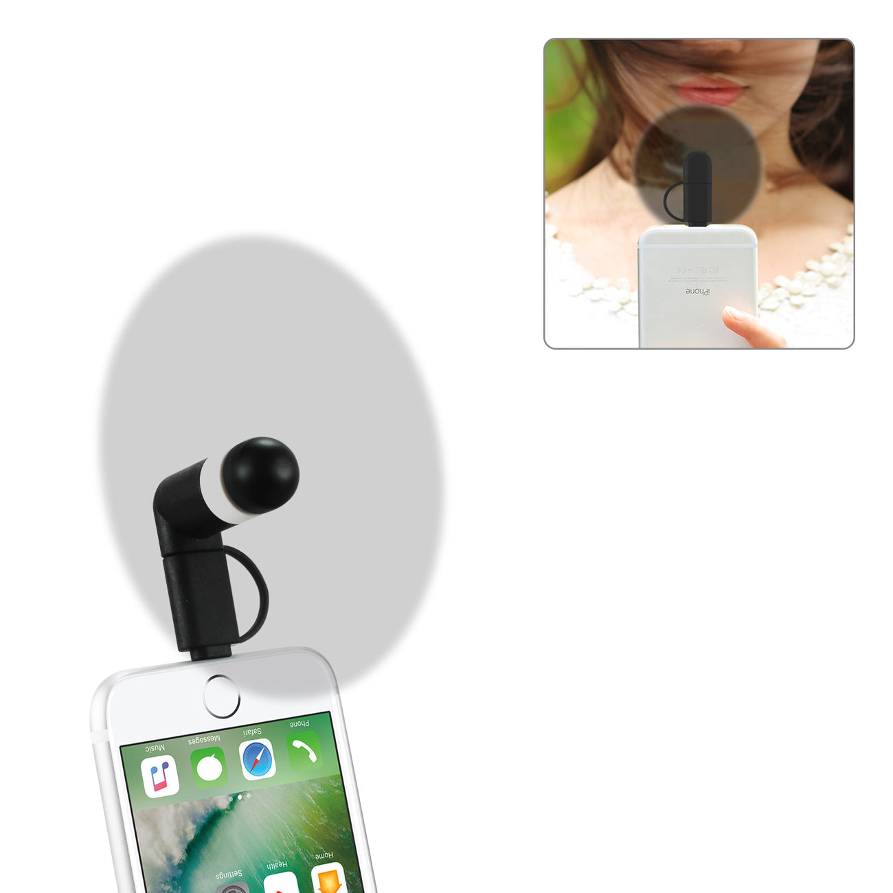 Mini Fan 2-In-1 For iPhone/ Ipad And Android In Black