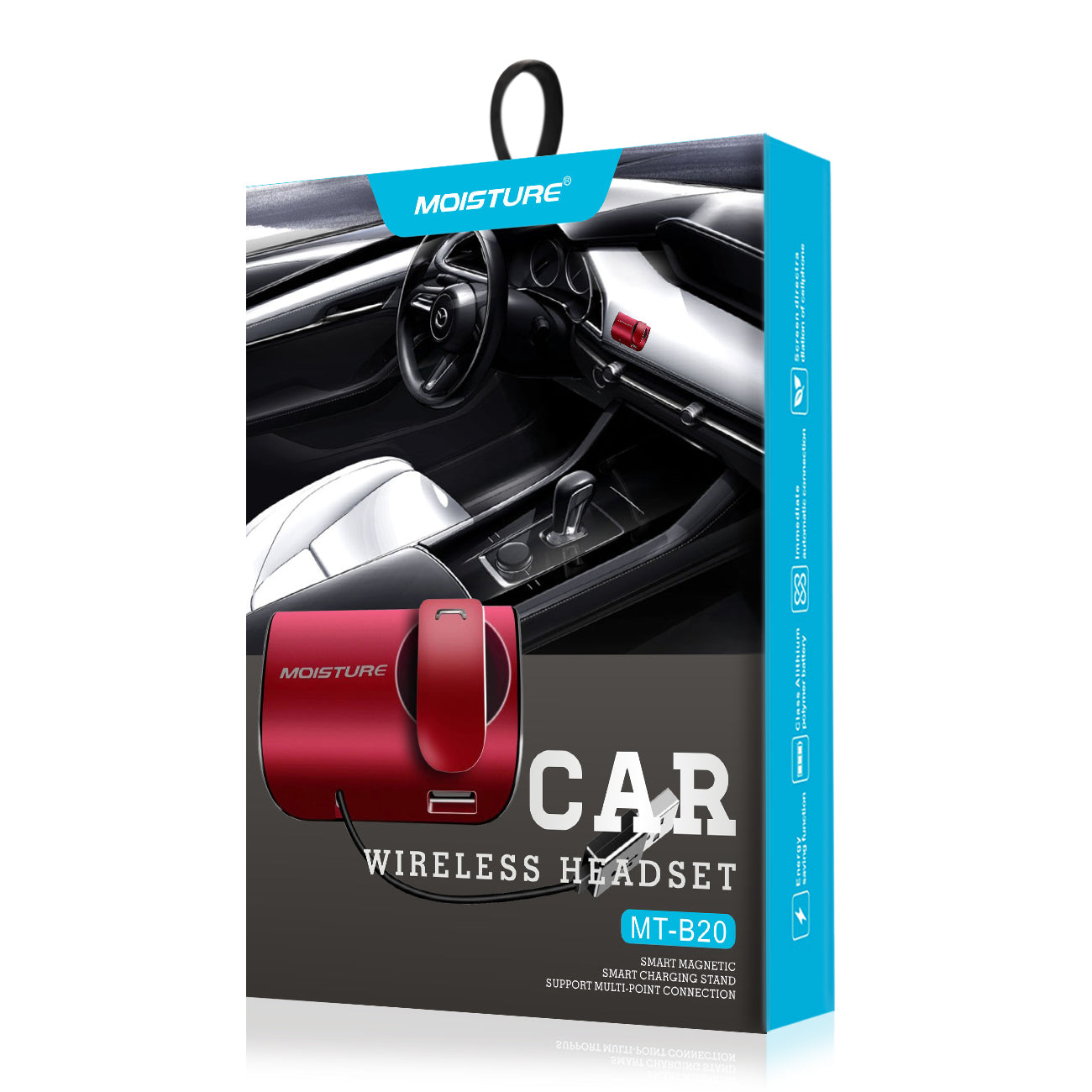 Earphones Bluetooth MT-B20 With Charger Adapter For Car Moisture Red Color