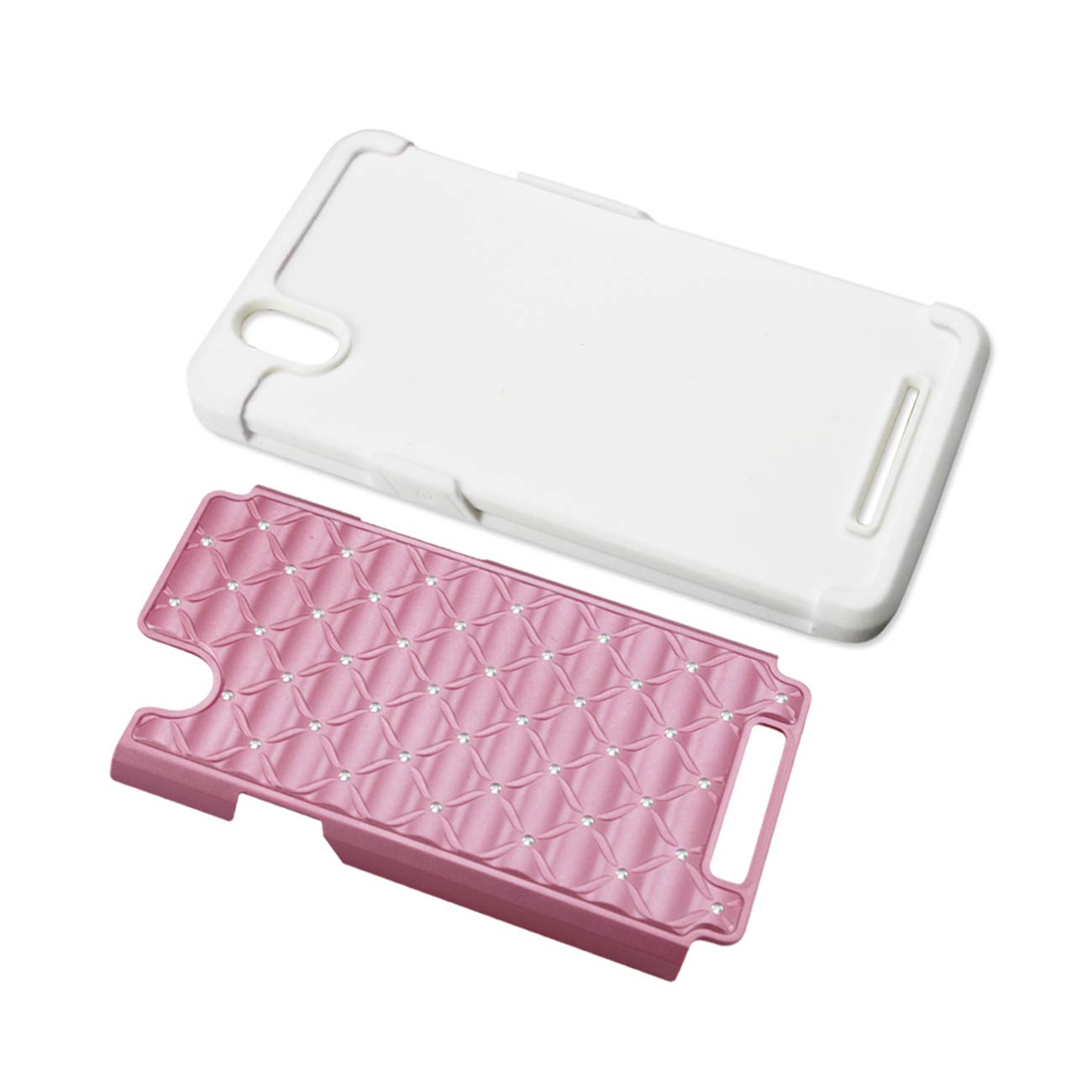 Case Hybrid Heavy Duty Jewelry Diamond ZTE Z Max White And Pink Color