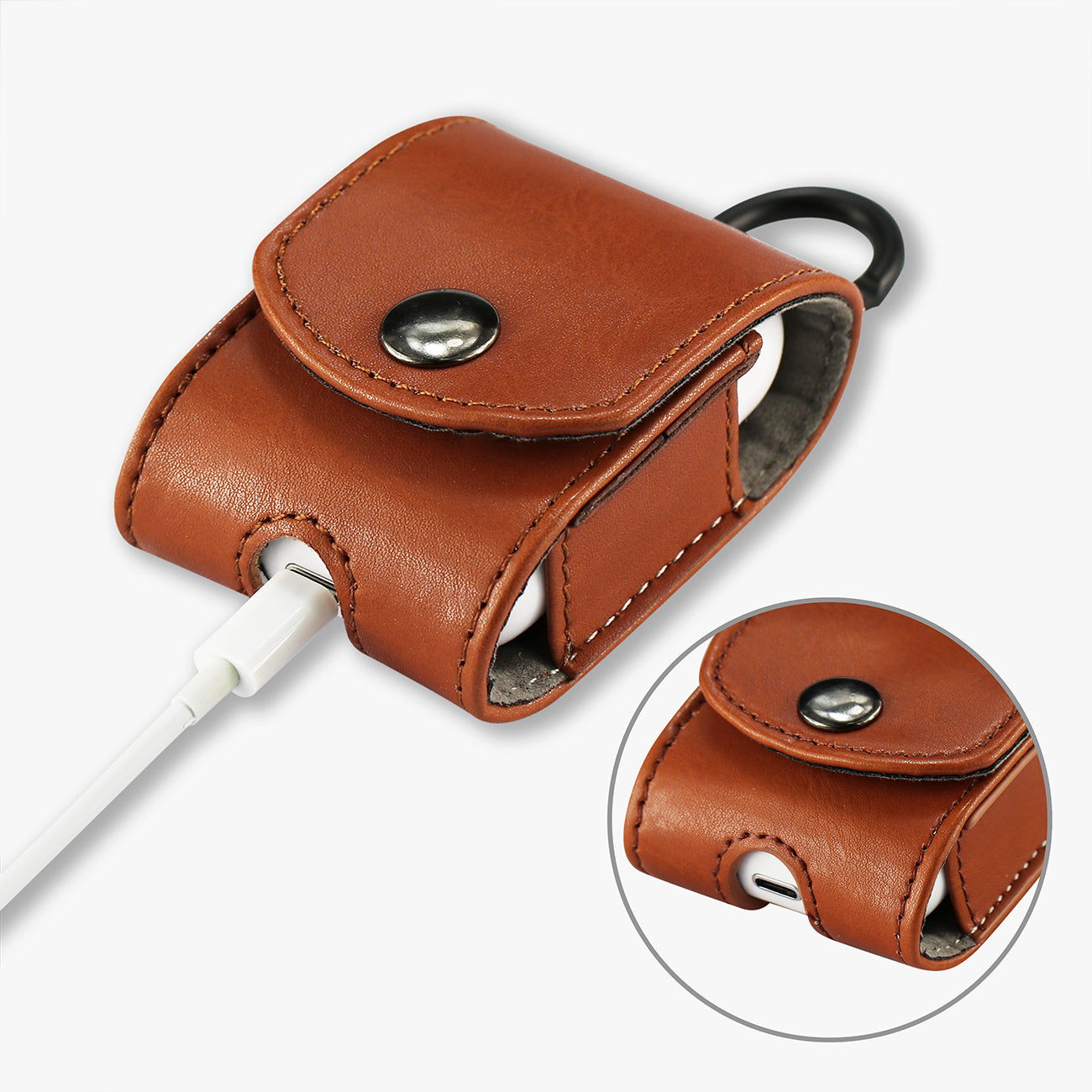 leather Case for Airpod in Brown
