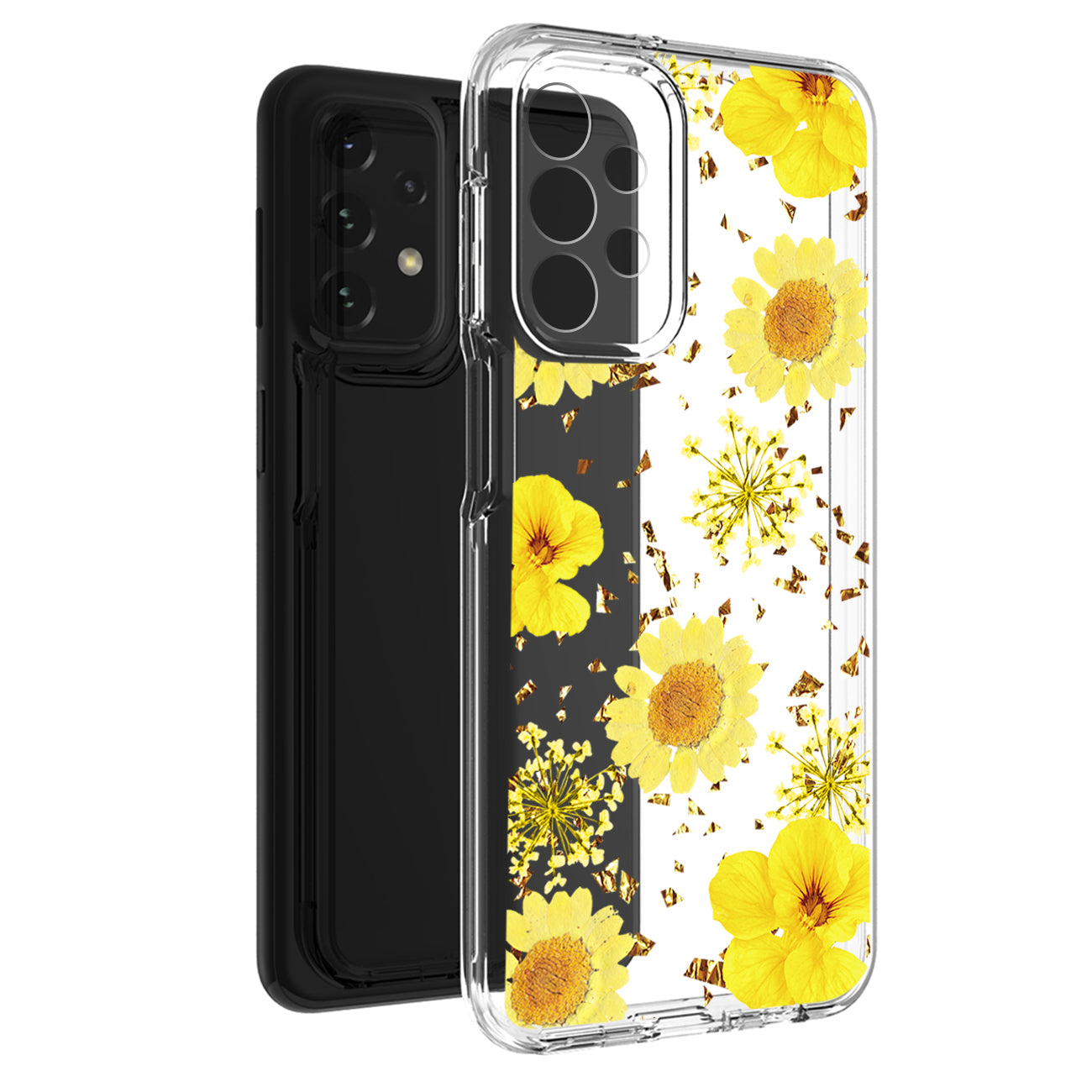 Pressed dried flower Design Phone case For Samsung Galaxy A53 5G In Yellow