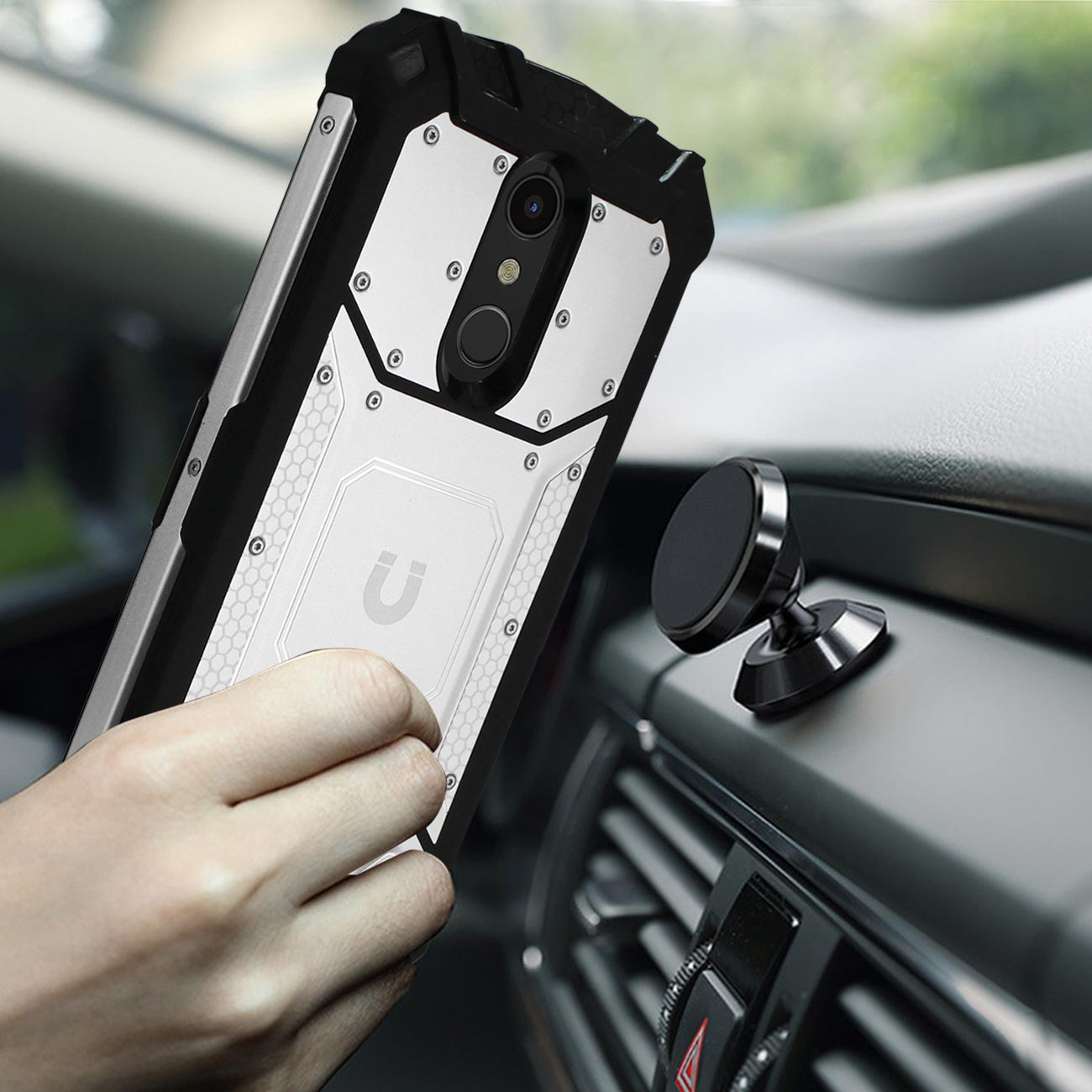 LG K10(2018) Metallic Front Cover Case In Silver