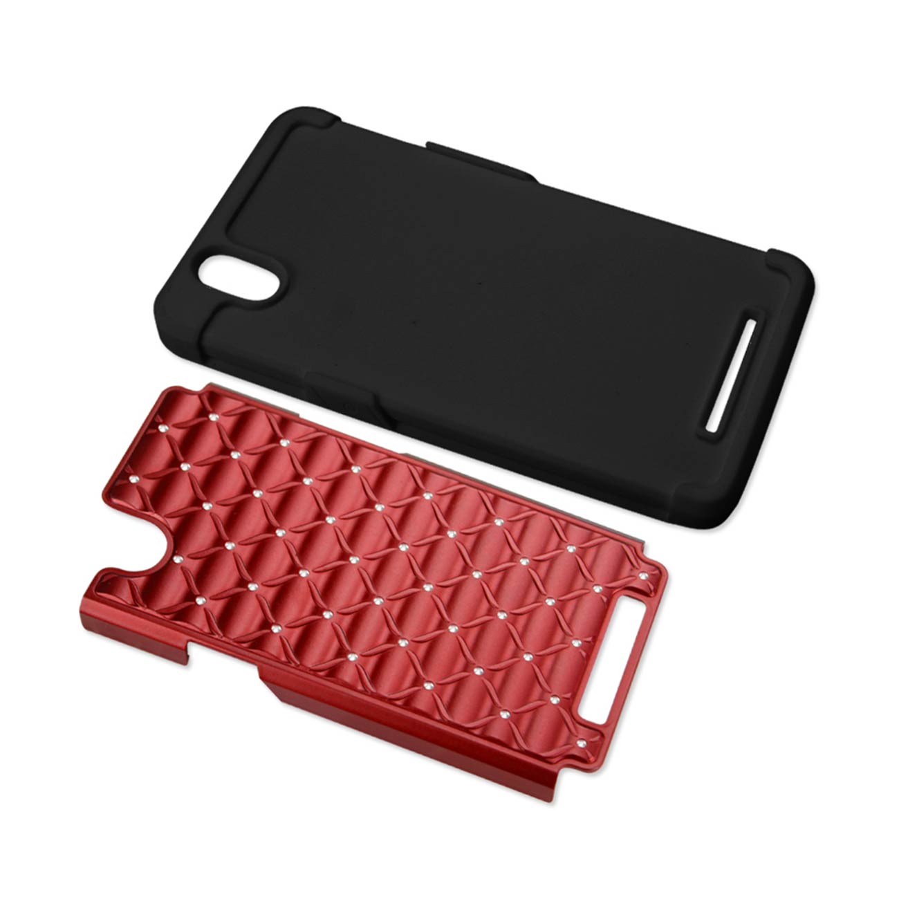 Case Hybrid Heavy Duty Jewelry Diamond ZTE Z Max Black And Red Color