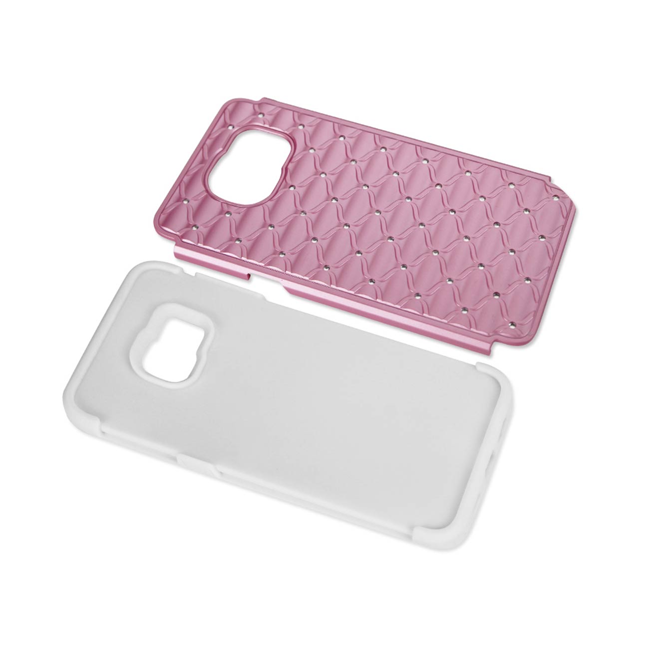 Samsung Galaxy S6 Edge Plus Hybrid Heavy Duty Jewelry Diamond Case In White Pink