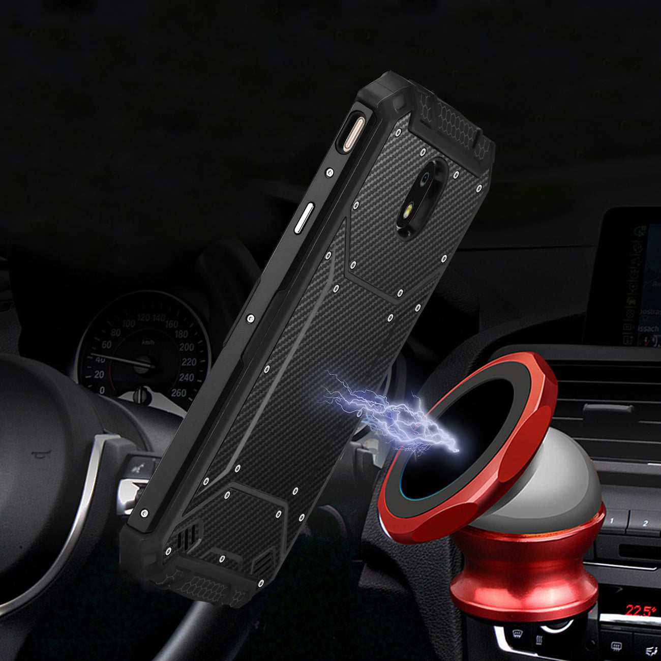 Reiko SAMSUNG GALAXY J3 (2018) Carbon Fiber Hard-shell Case In Black