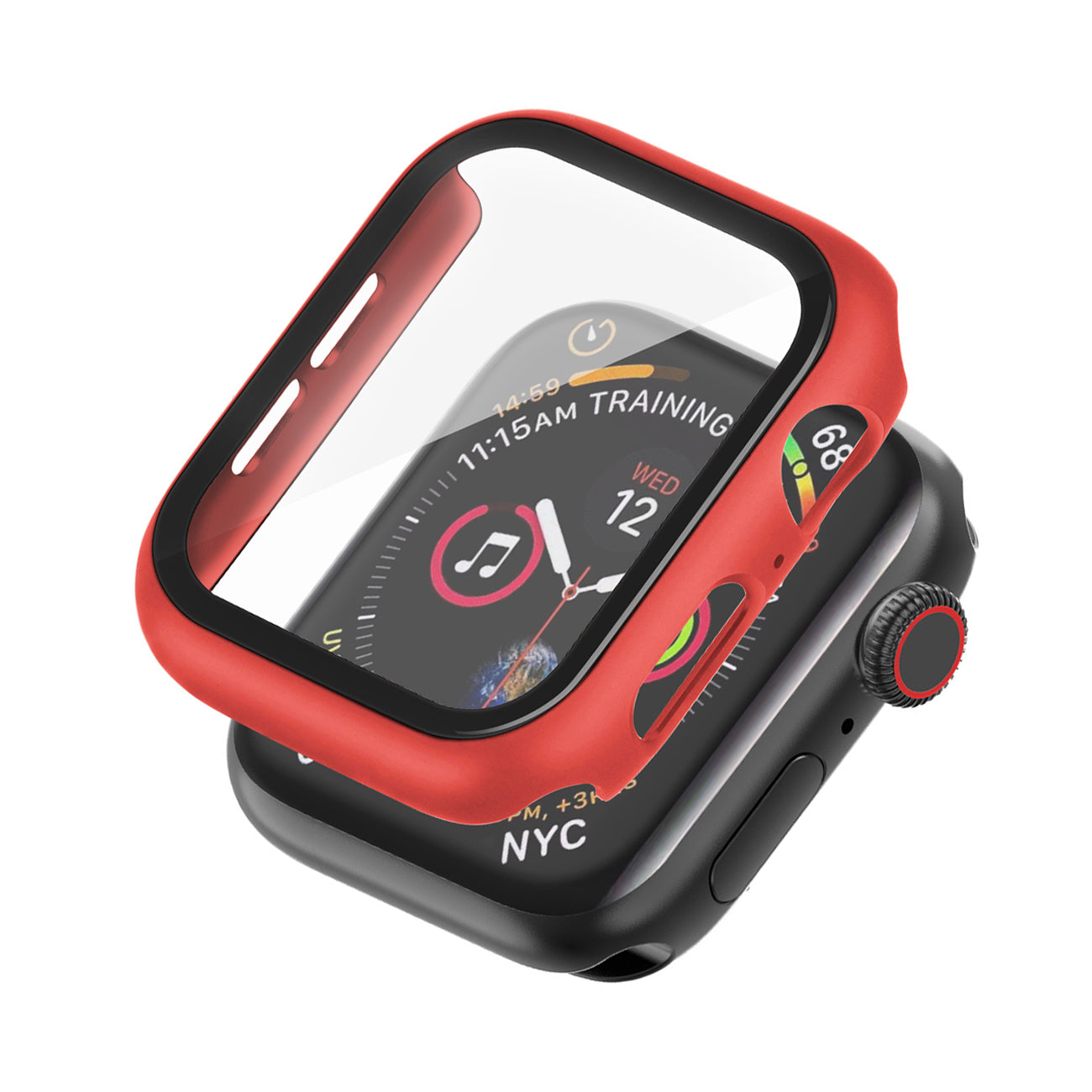 Watch Case PC With Tempered Glass Screen Protector Full Cover Apple Watch 40mm Red Color