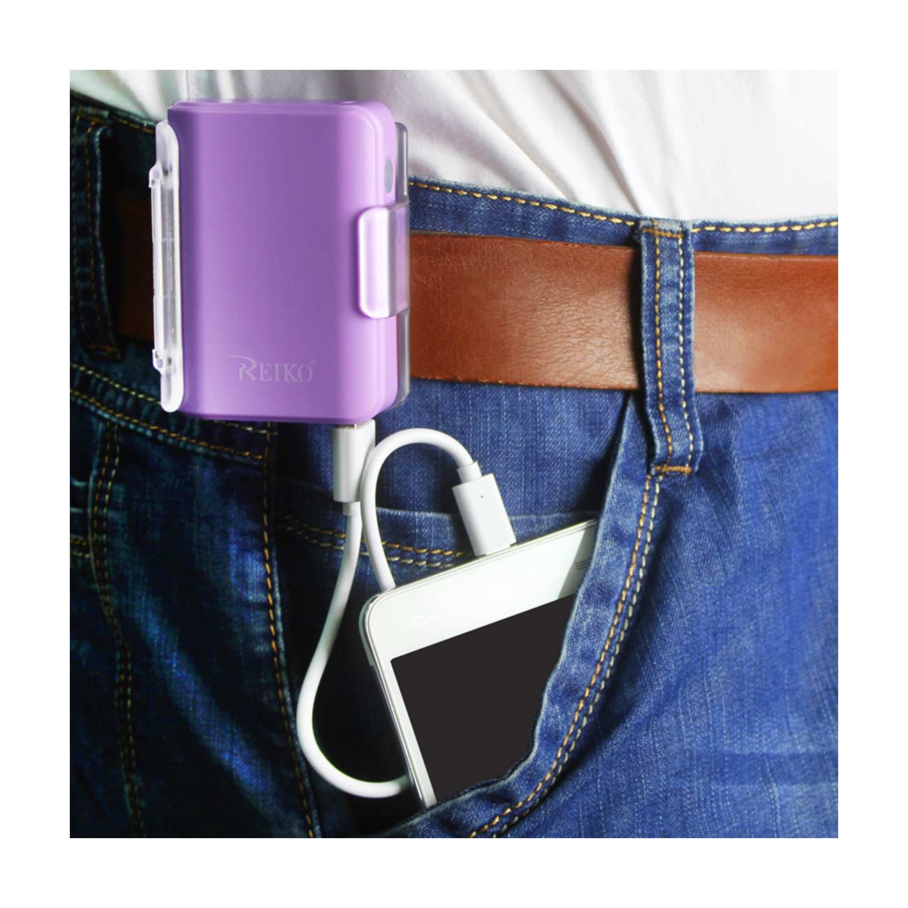 Power Bank Universal With Cable 4000Mah Purple Color