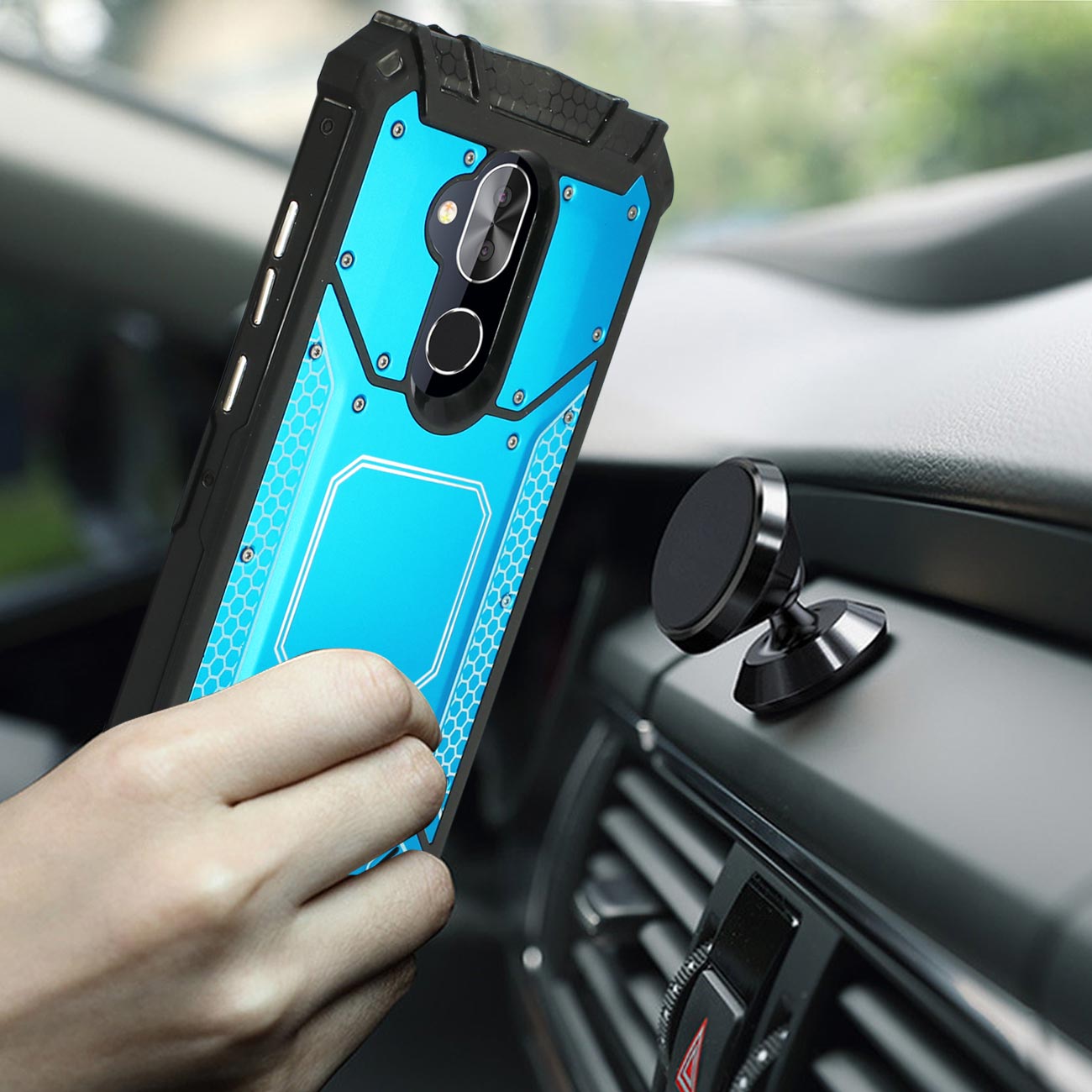 Cover Case Front Metallic Alcatel 7 Folio Blue Color