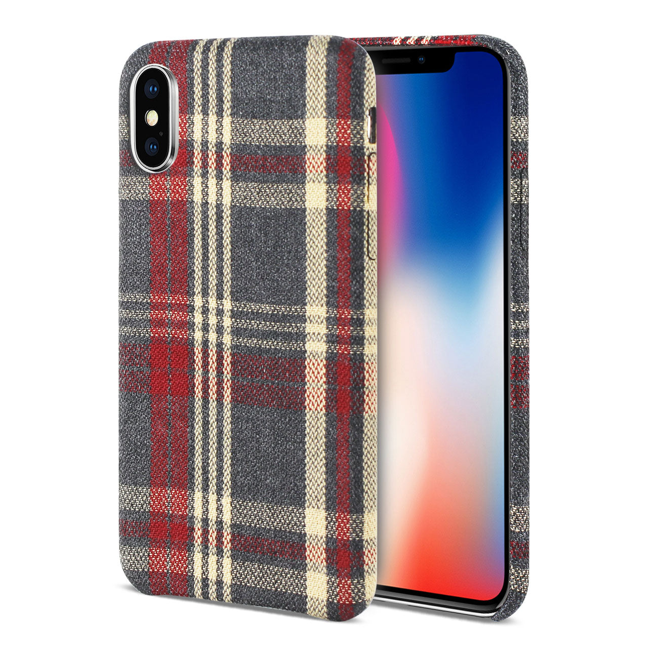 Reiko iPhone X/iPhone XS Checked Fabric Case In Red
