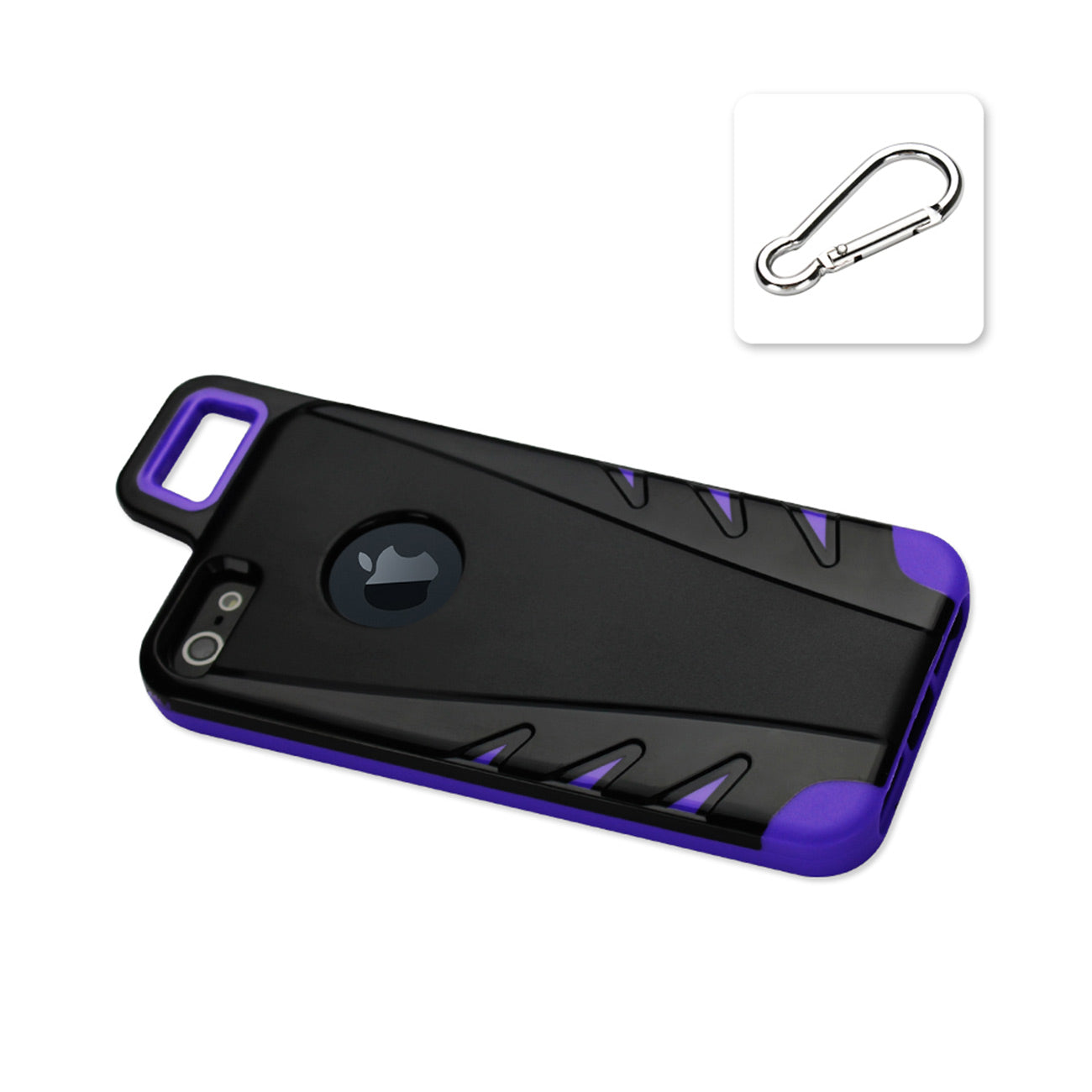 Case Hybrid iPhone 5/ 5S/ SE Drop Proof Workout With Hook Black Purple Color