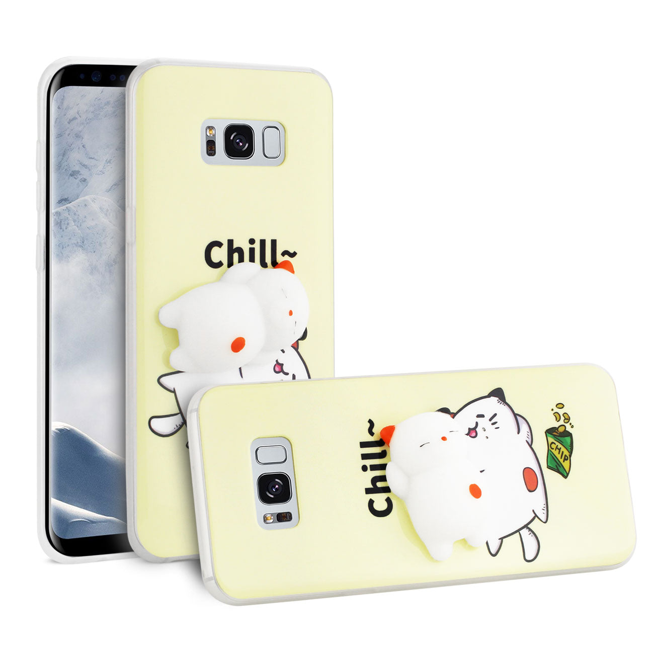 SAMSUNG GALAXY S8 EDGE/S8 Plus TPU DESIGN CASE WITH 3D SOFT SILICONE POKE SQUISHY SLEEPING CAT