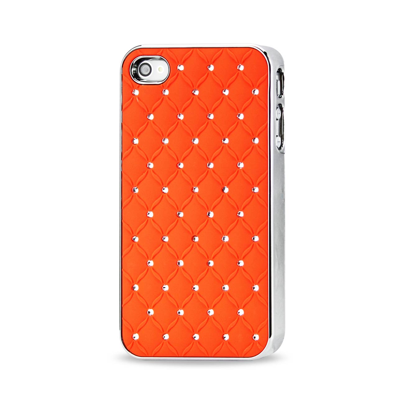 Case Metal Plated Jewelry Diamond Studs iPhone 4/ 4S Orange Color