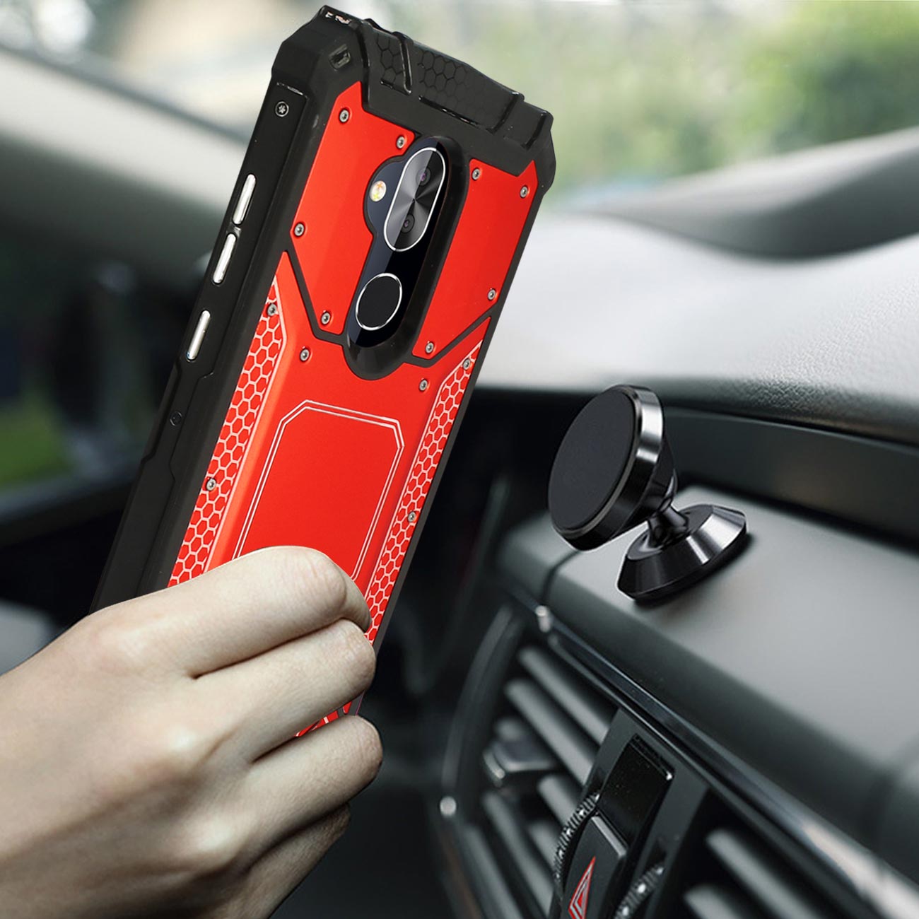 Cover Case Front Metallic Alcatel 7 Folio Red Color