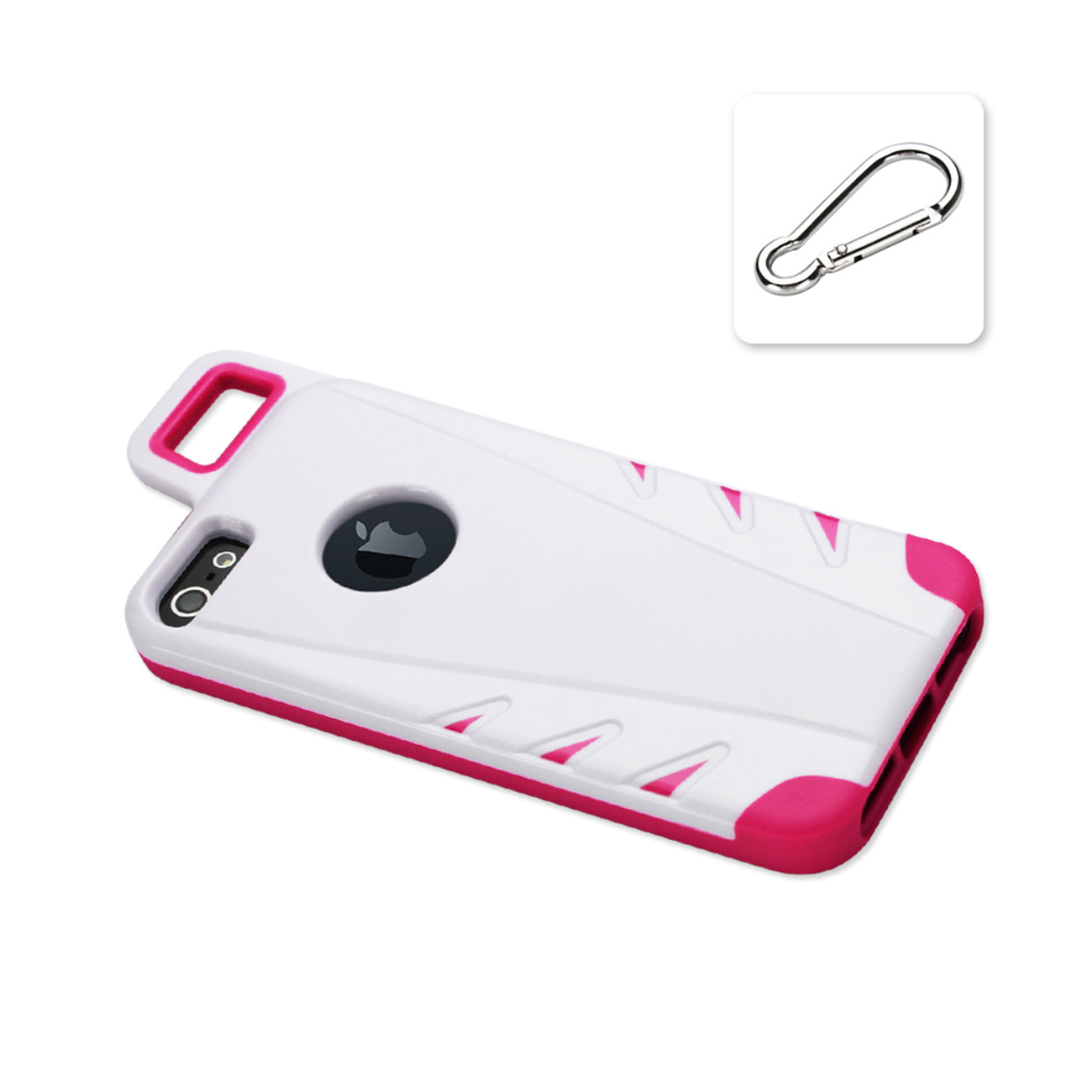 Case Hybrid Drop Proof Workout With Hook iPhone 5/ 5S/ SE White Pink Color