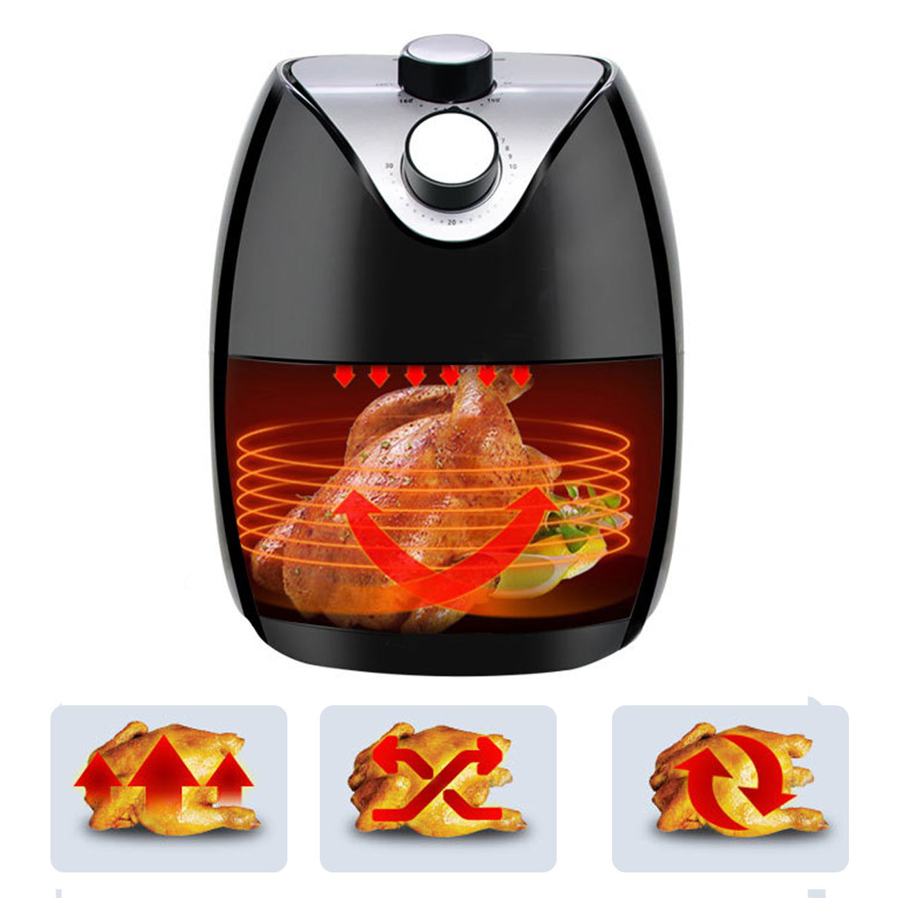 2.8 L Air Fryer with Real Cook Technology In Black