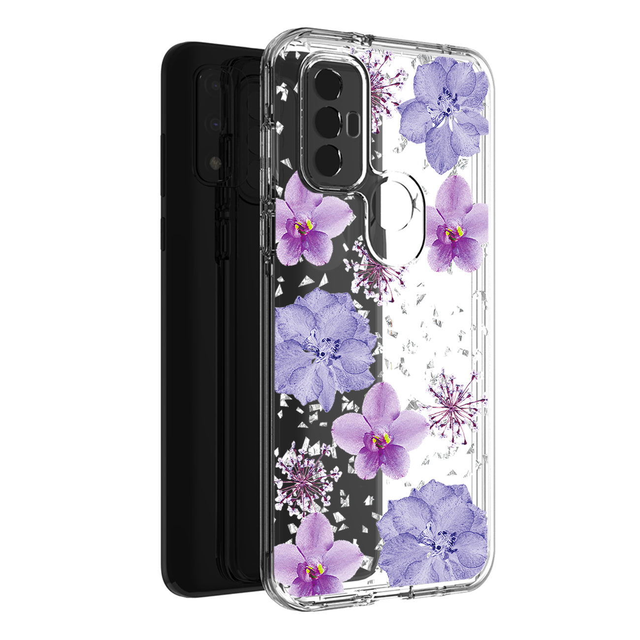 Pressed dried flower Design Phone case For Moto-G Pure 2021/G Power 2022 In Purple