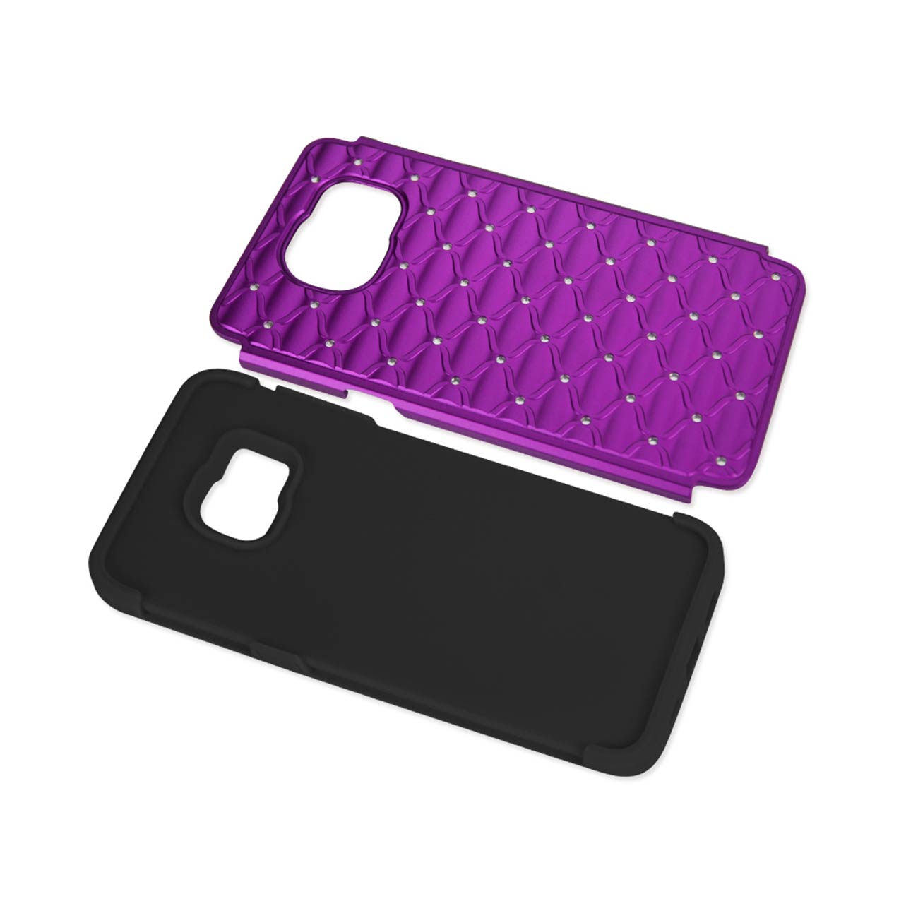 Samsung Galaxy S6 Edge Plus Hybrid Heavy Duty Jewelry Diamond Case In Black Purple