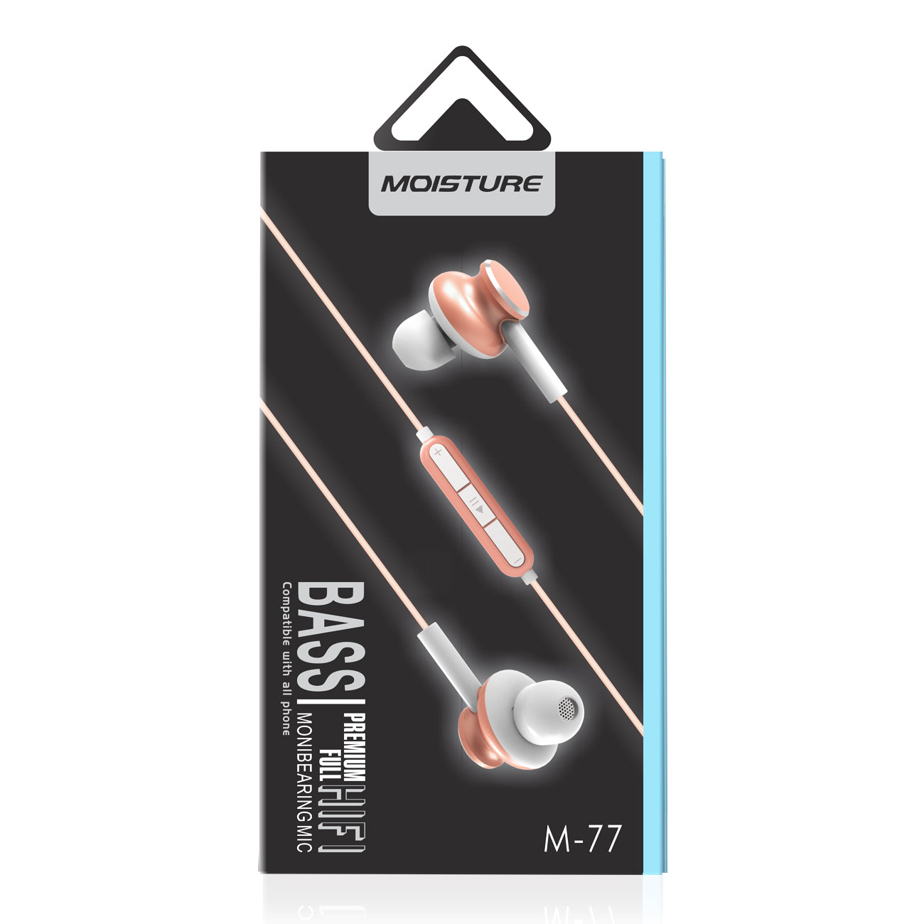 Earphones Bass With Moni Bearing Mic Rose Gold Color