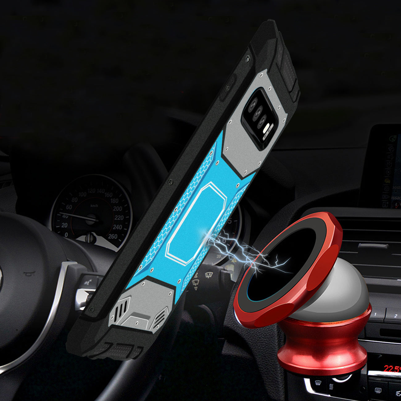 Case Front Cover Metallic Samsung Galaxy S10 Blue And Gray Color