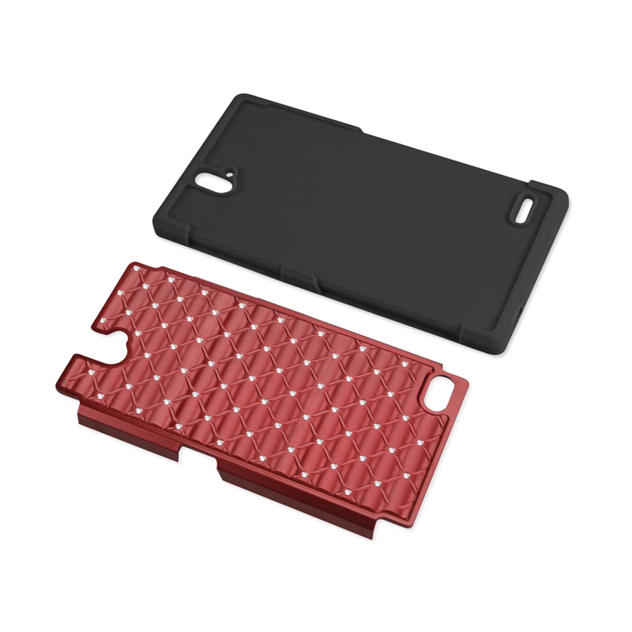 ZTE Grand X Max Hybrid Heavy Duty Jewelry Diamond Case In Black Red