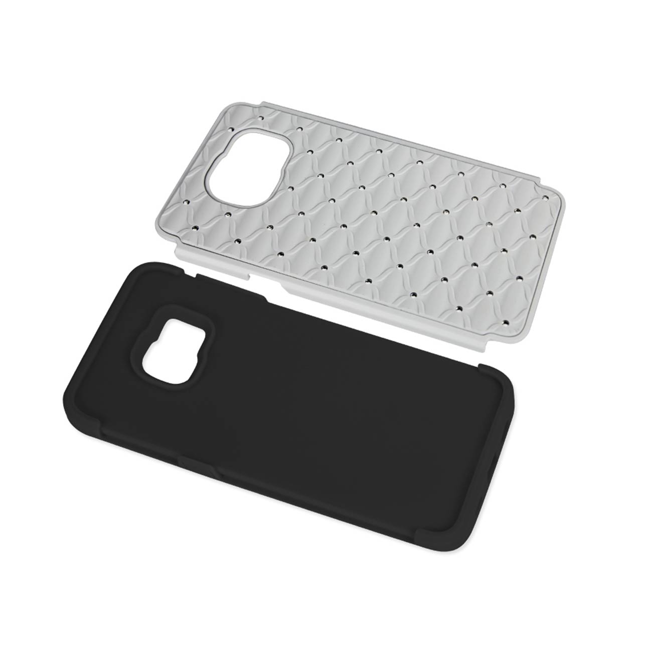 Samsung Galaxy S6 Edge Plus Hybrid Heavy Duty Jewelry Diamond Case In Black White