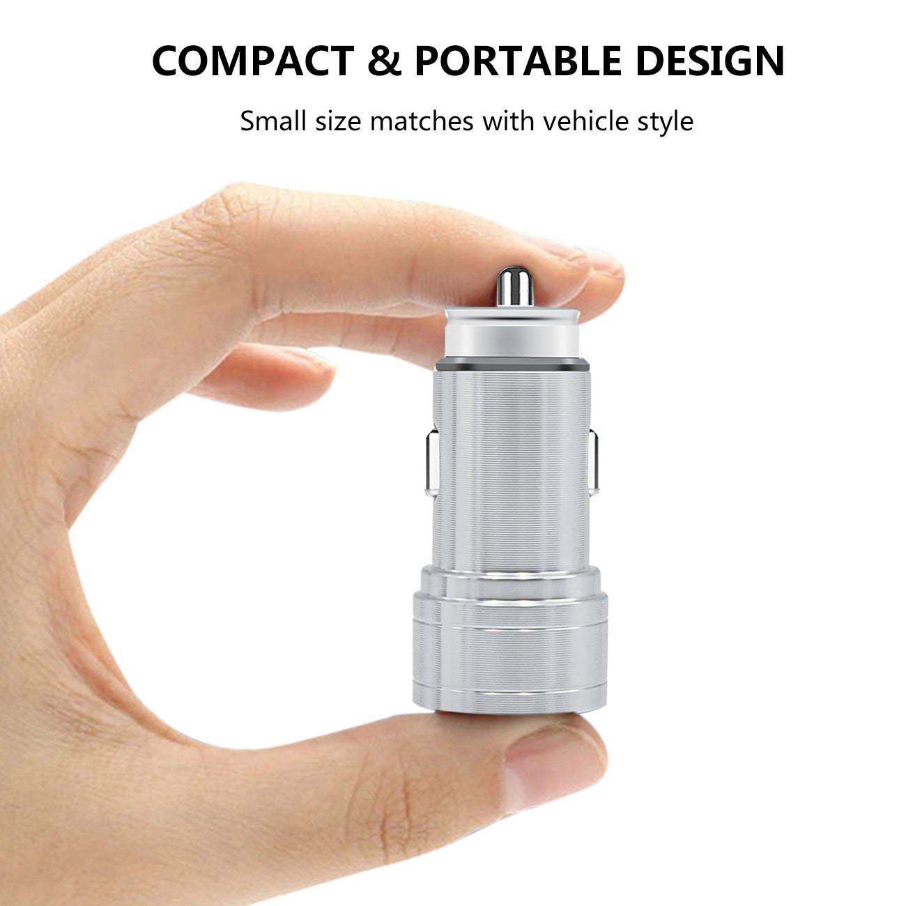 Dual Port USB Car Charger/ Adapter In Silver (12pcs)